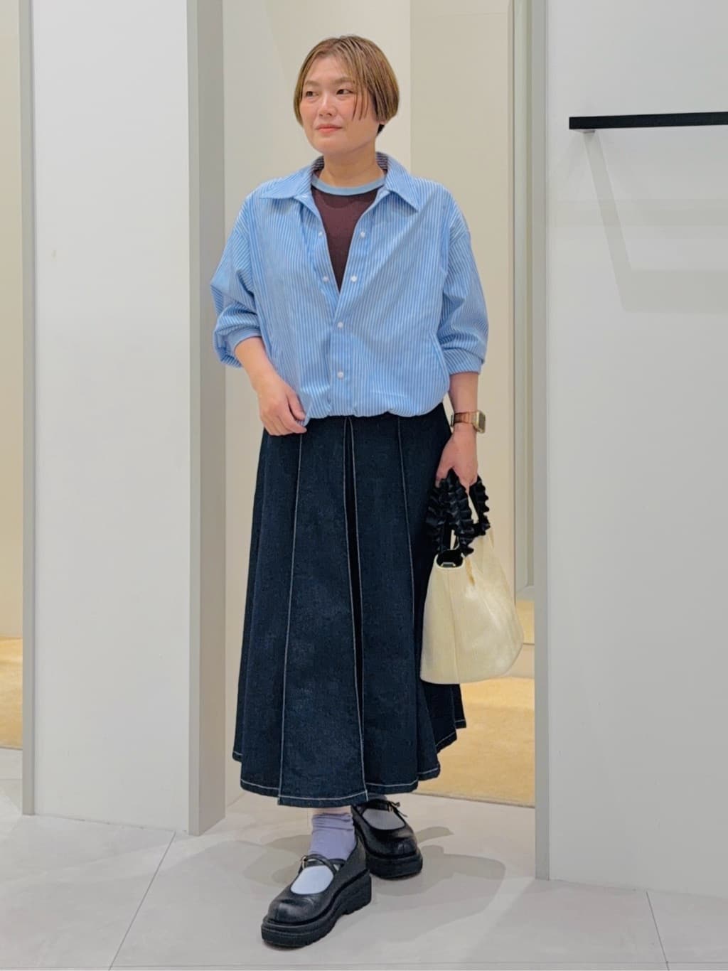 タナさんの「THE SHOP TK｜ショート丈シャツブルゾン」を使ったコーディネート