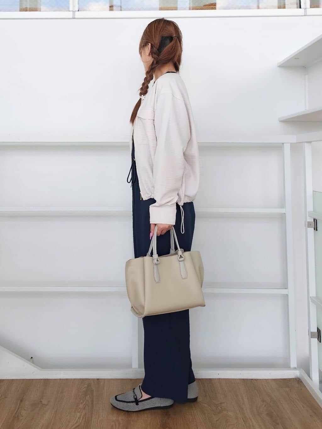 ゆゆさんの「SHOO･LA･RUE｜【毎日洗える/S-LL/UV】上半身すっきり 二の腕見せない5分袖ニット」を使ったコーディネート