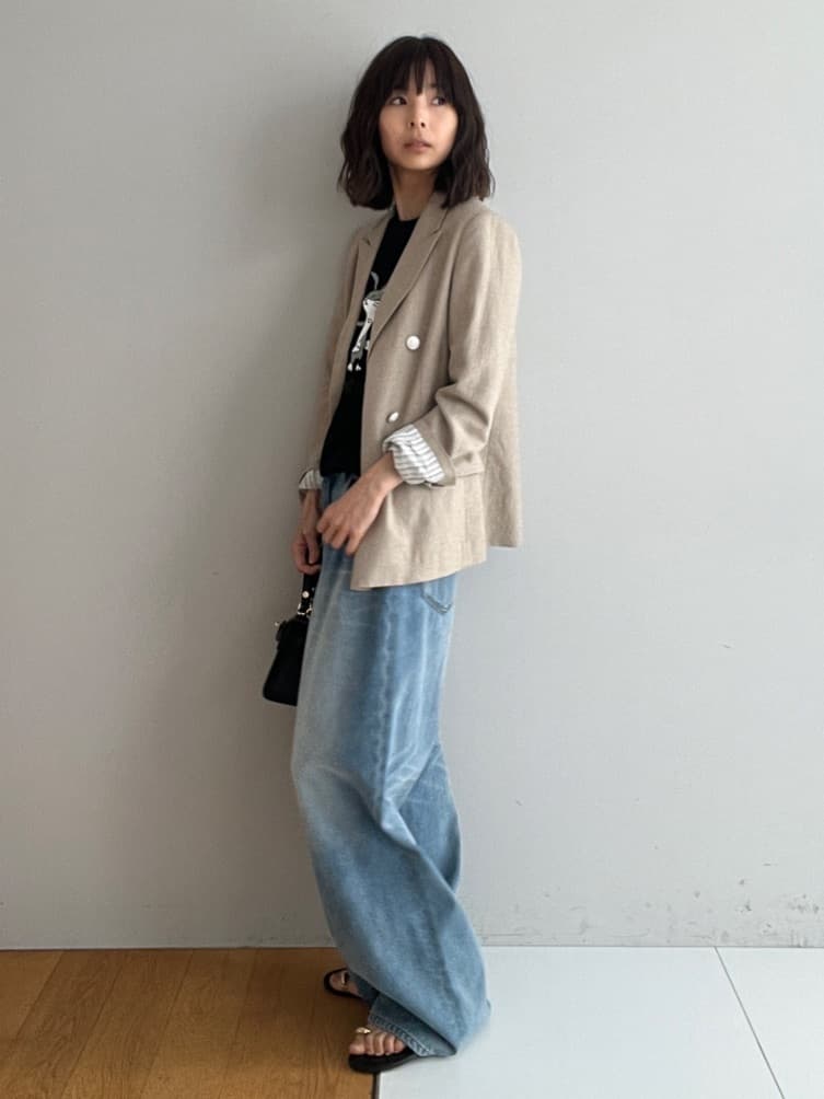 misaさんの「DRESSTERIOR｜【セットアップ可】リネンブレンドダブルブレストジャケット」を使ったコーディネート
