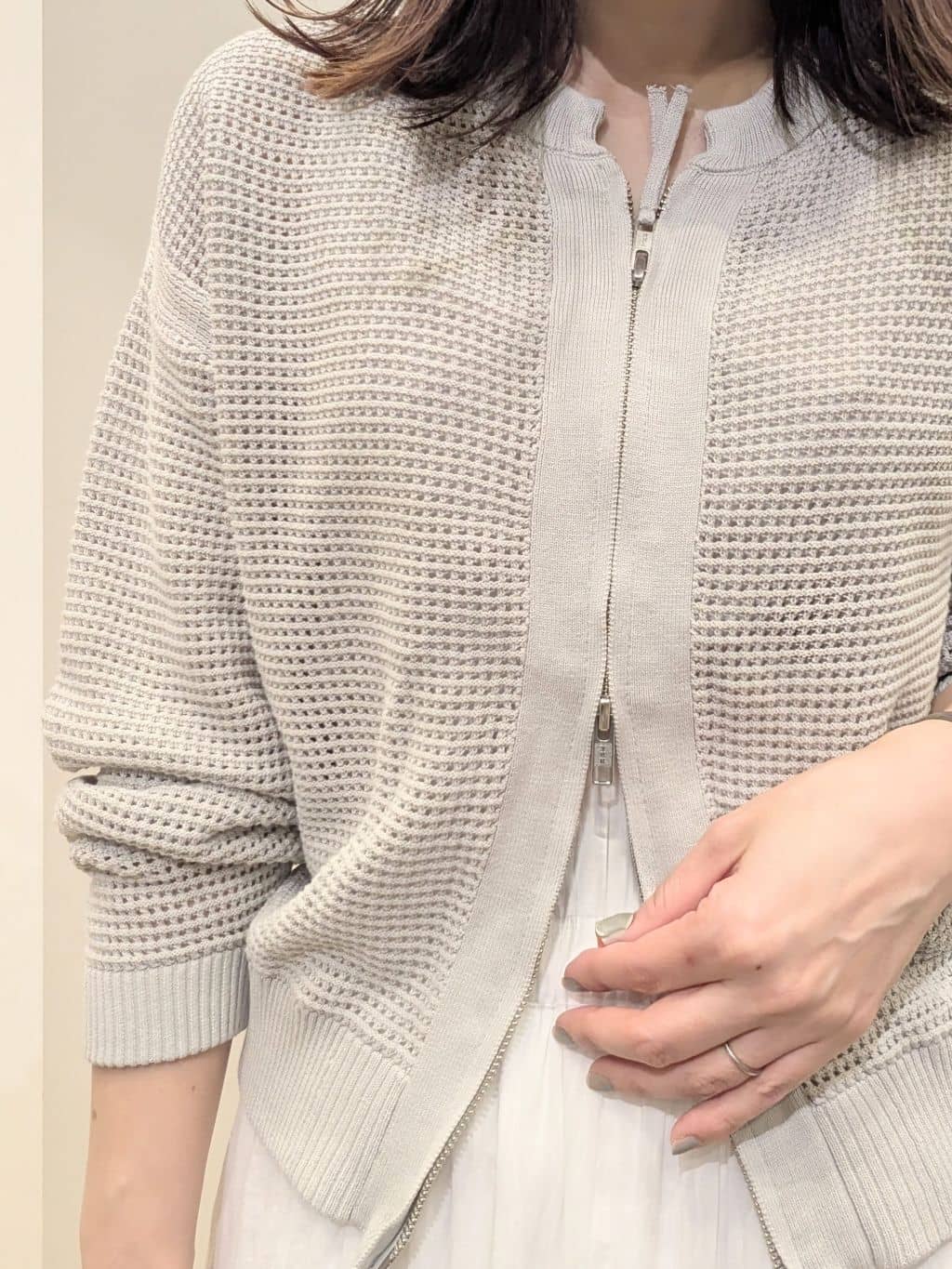 enさんの「Dessin｜【洗える】コットンメッシュニットカーディガン」を使ったコーディネート