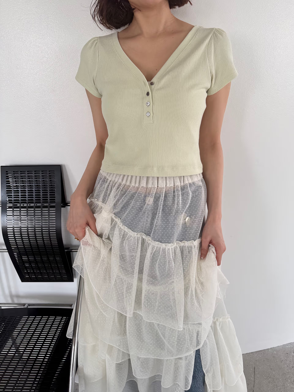 miyu maesakaさんの「CODE A｜M everyday rib button tee」を使ったコーディネート
