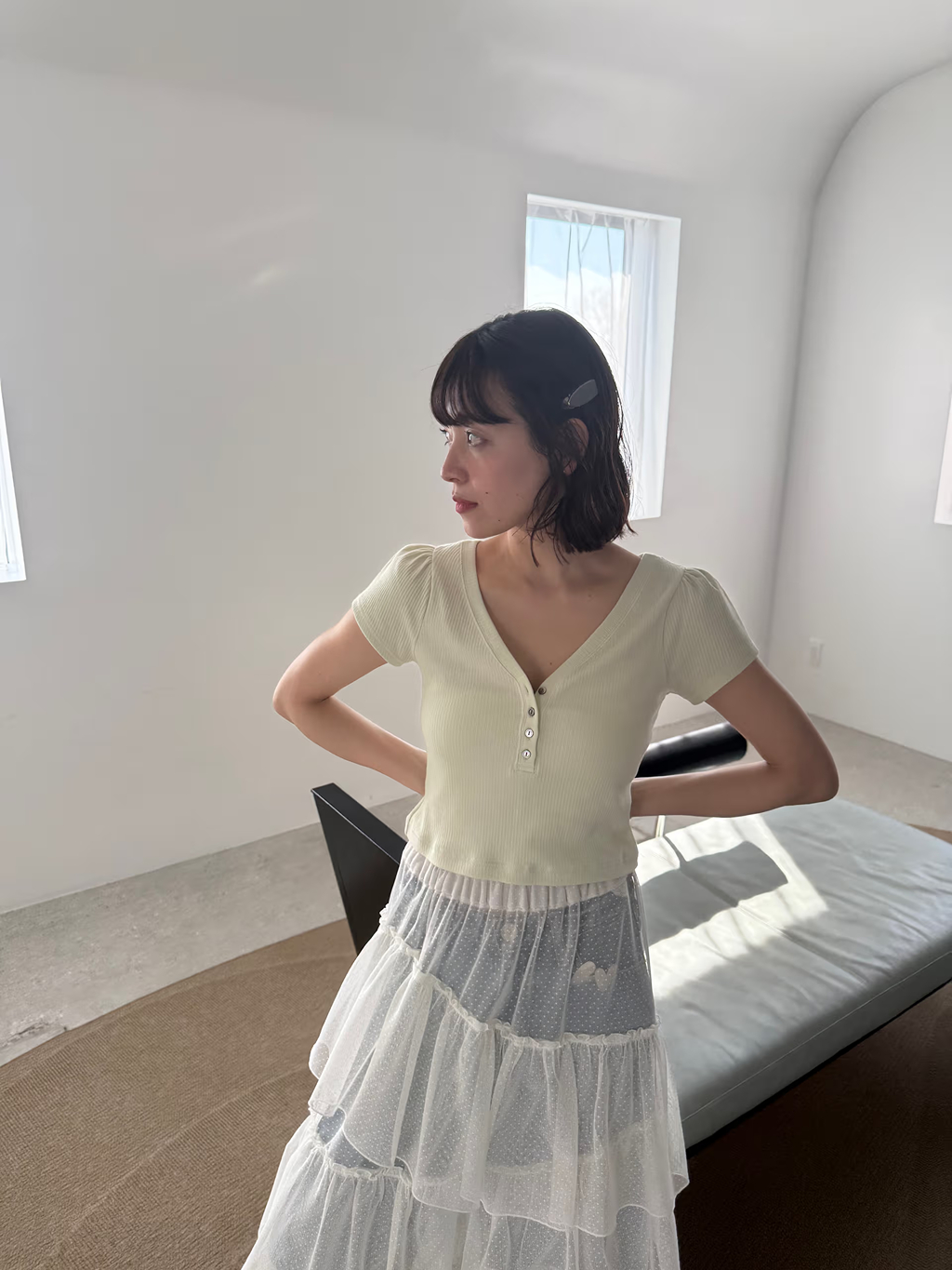 miyu maesakaさんの「CODE A｜M everyday rib button tee」を使ったコーディネート