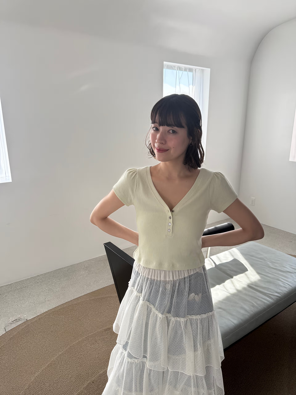 miyu maesakaさんの「CODE A｜M everyday rib button tee」を使ったコーディネート