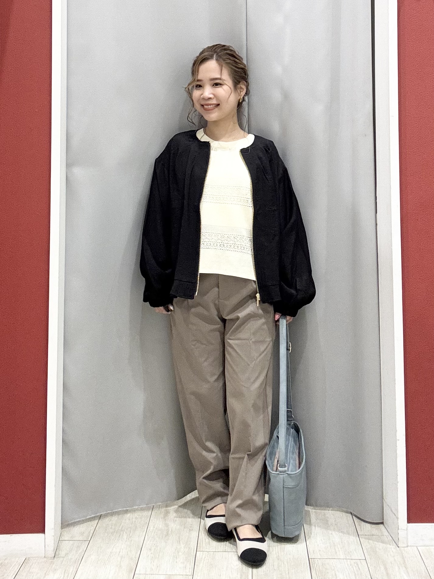 shioさんの「SHOO･LA･RUE｜【洗濯機可/S-LL】軽やかきれい見え 透かし柄ニット」を使ったコーディネート