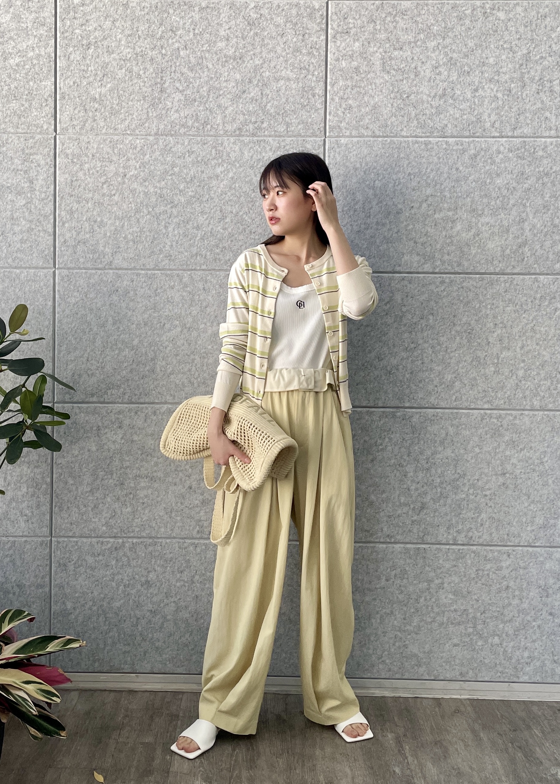 Renoさんの「INDIVI｜【一部店舗限定】クルーネックボーダーカーディガン」を使ったコーディネート