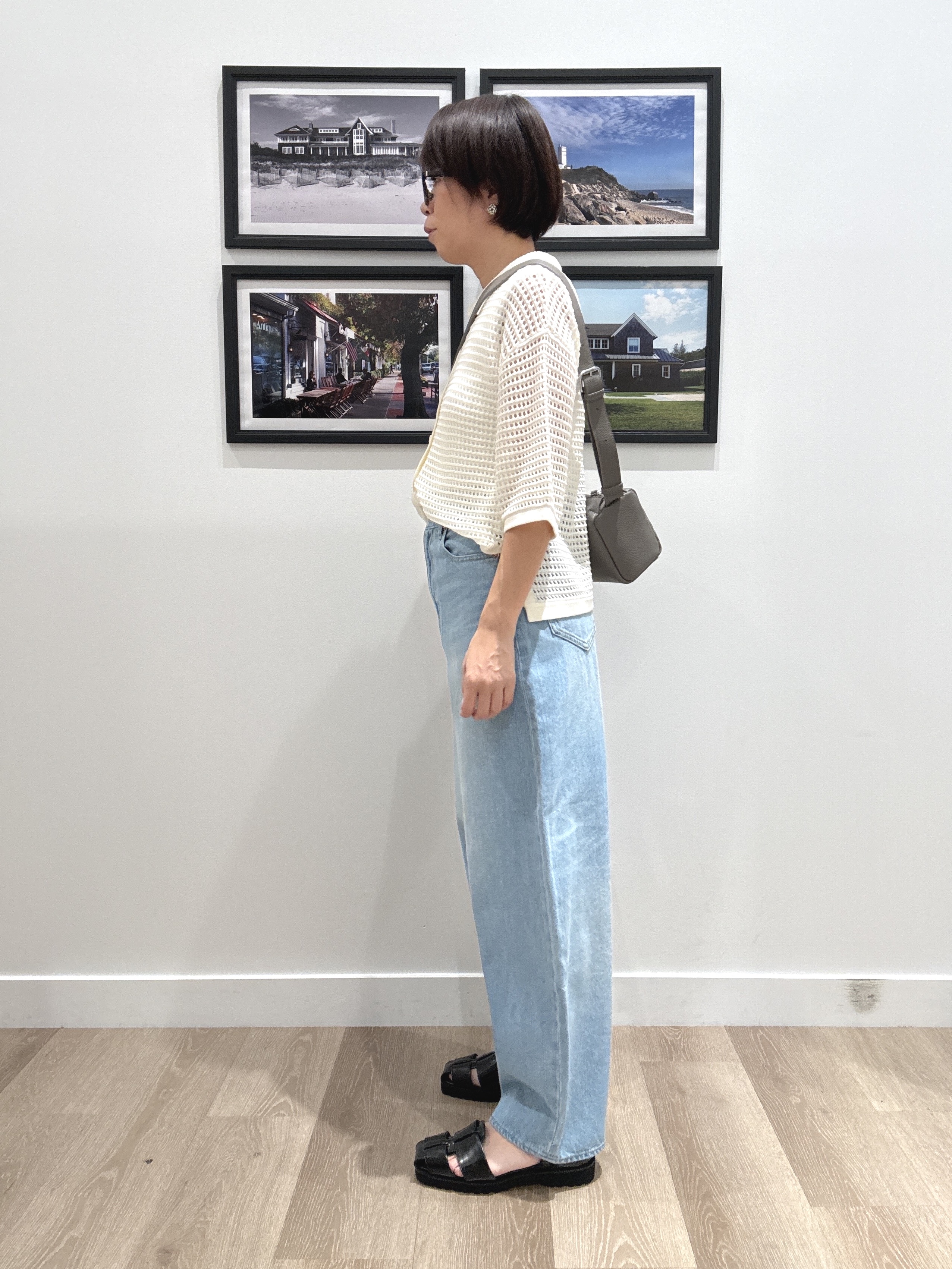Naoさんの「Dessin｜【洗える】透かし編み襟付きニットカーディガン」を使ったコーディネート