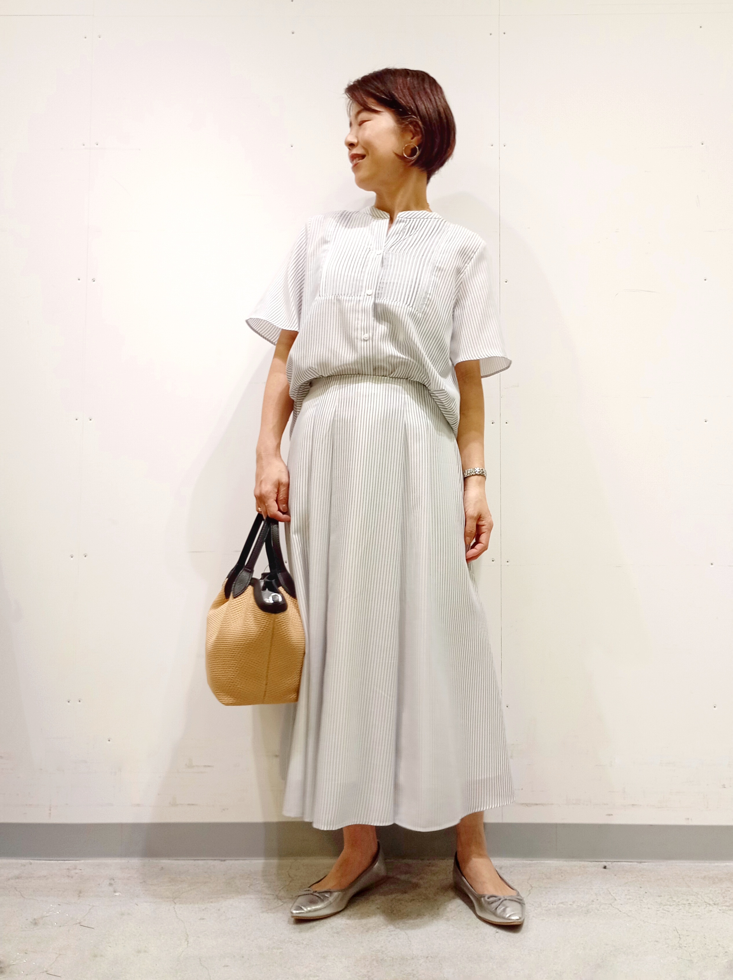 Kさんの「INDIVI｜【接触冷感/洗える】シアーシャンブレーピンタックブラウス」を使ったコーディネート