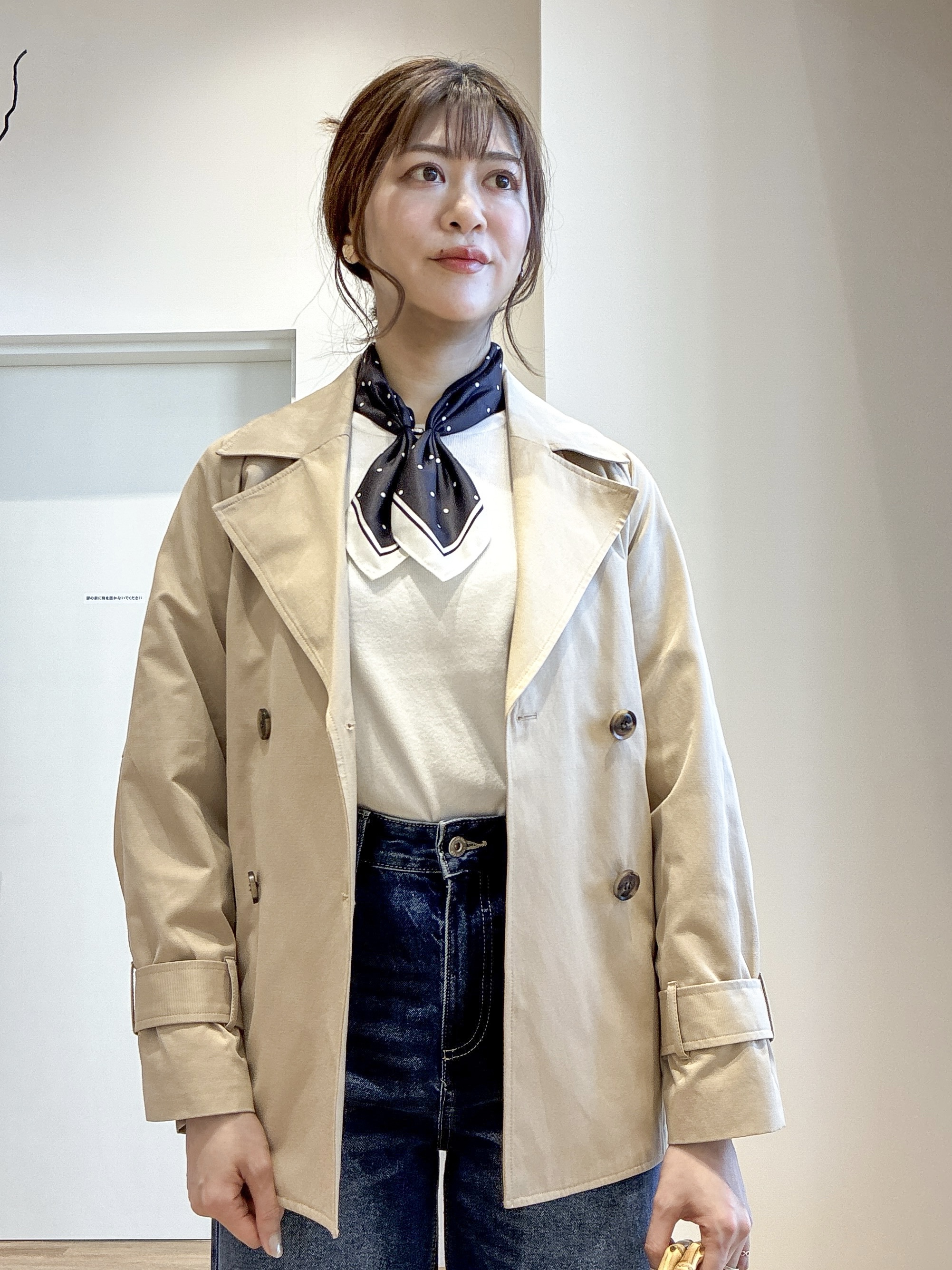 もんちゃんさんの「OPAQUE.CLIP｜ミドルトレンチコート【洗濯機OK】」を使ったコーディネート