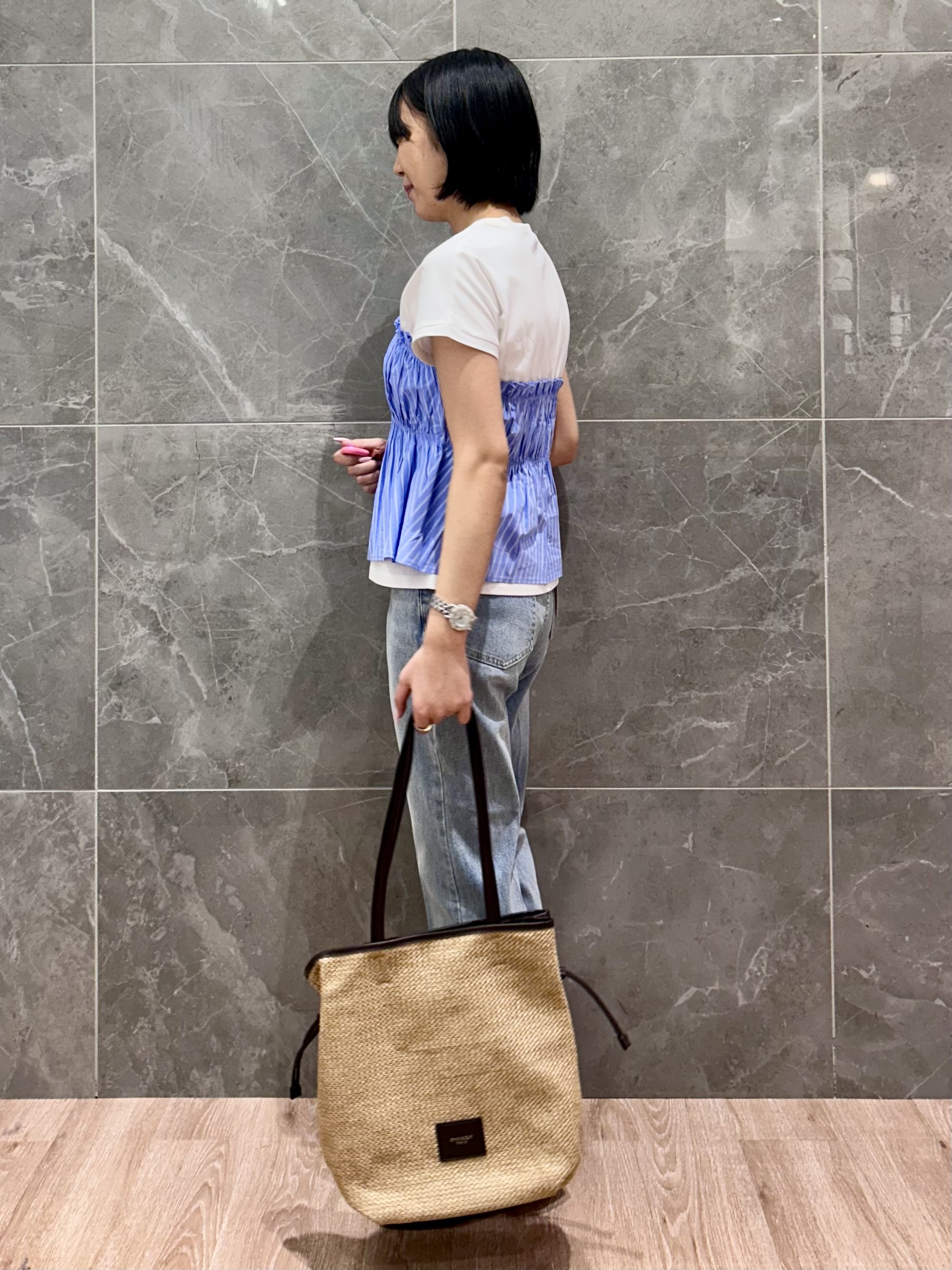 みくさんの「OPAQUE.CLIP｜ビスチェドッキングTシャツ【洗濯機OK】」を使ったコーディネート