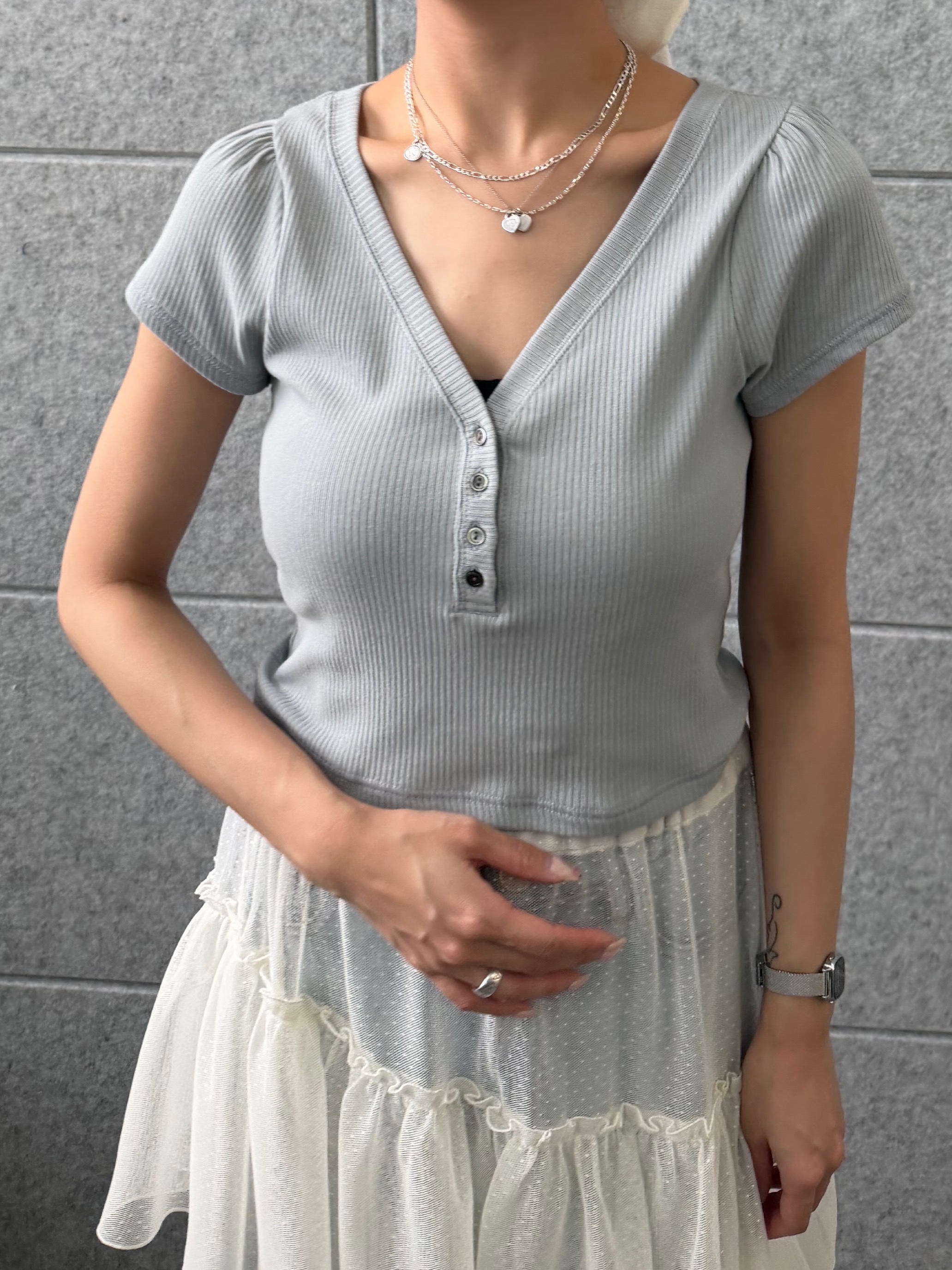 kanamiさんの「CODE A｜M everyday rib button tee」を使ったコーディネート