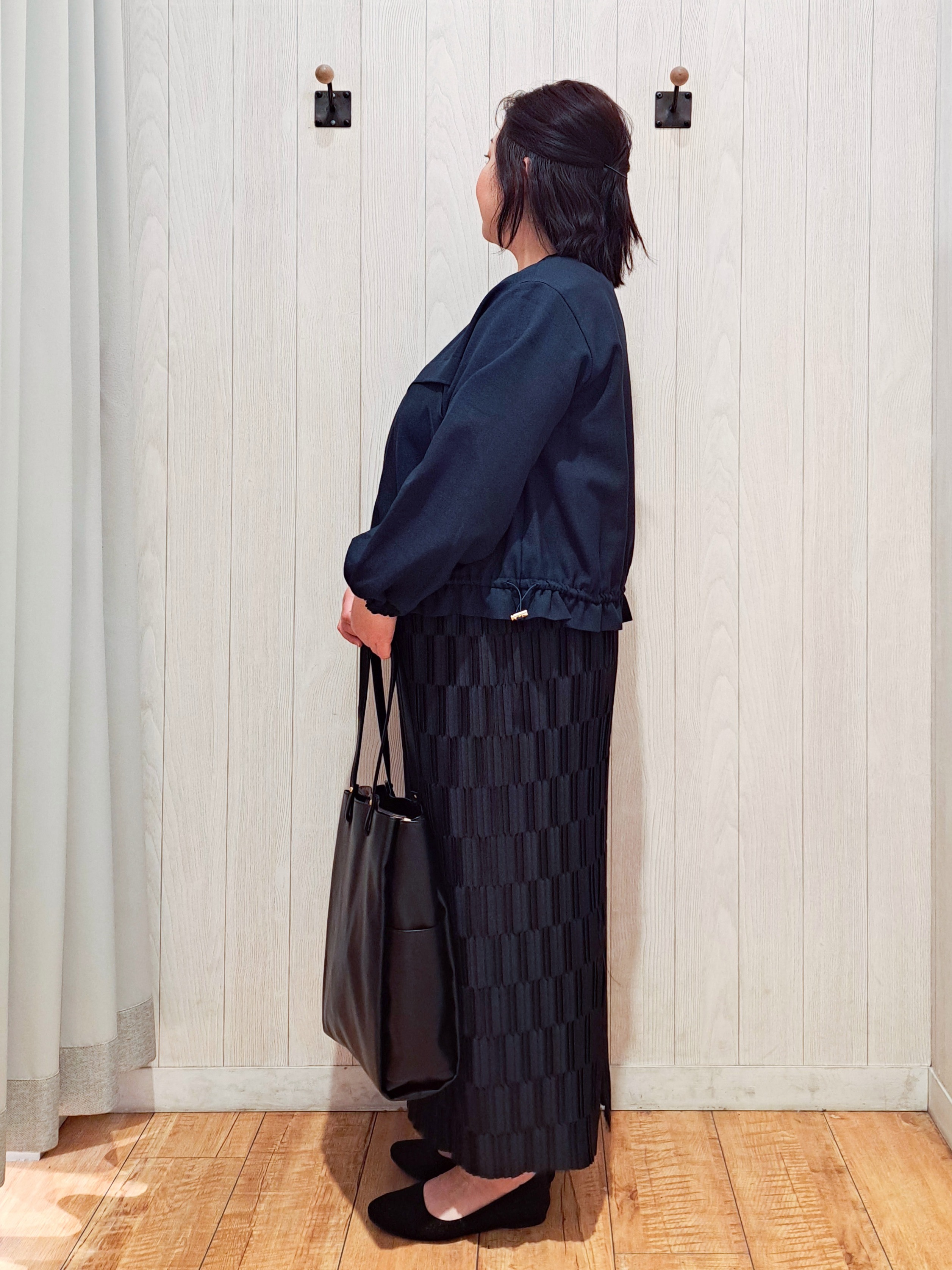 kotomiさんの「SHOO･LA･RUE｜【毎日洗える/S-LL/UV】上半身すっきり 二の腕見せない5分袖ニット」を使ったコーディネート