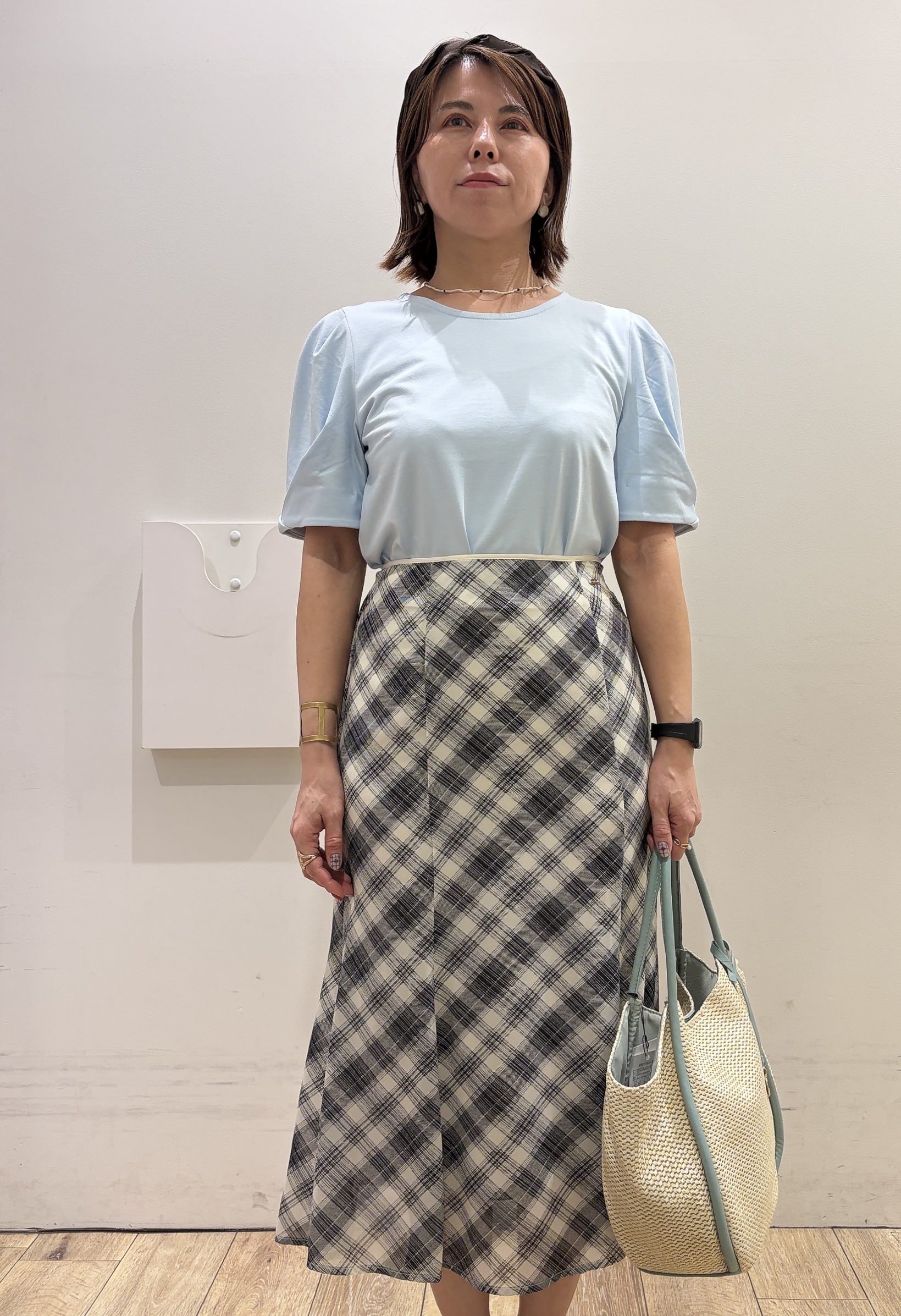 YUKOさんの「index｜【UVケア／接触冷感】ベアタックスリーブトップス《吸水速乾／透け防止／洗濯機OK／6col》」を使ったコーディネート