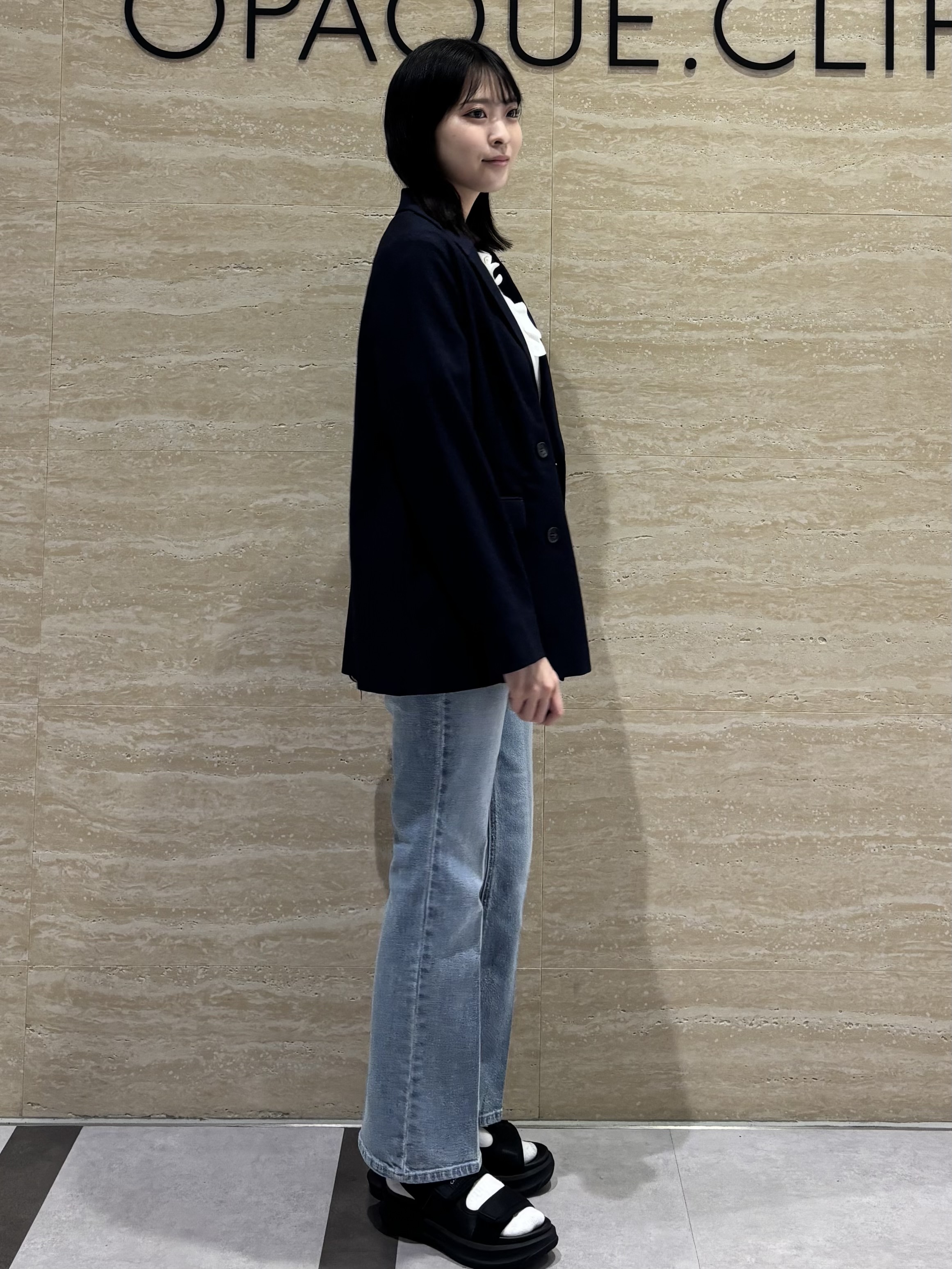 Ririkaさんの「OPAQUE.CLIP｜フリルヘンリーネックニット【洗濯機OK／抗ピル】」を使ったコーディネート