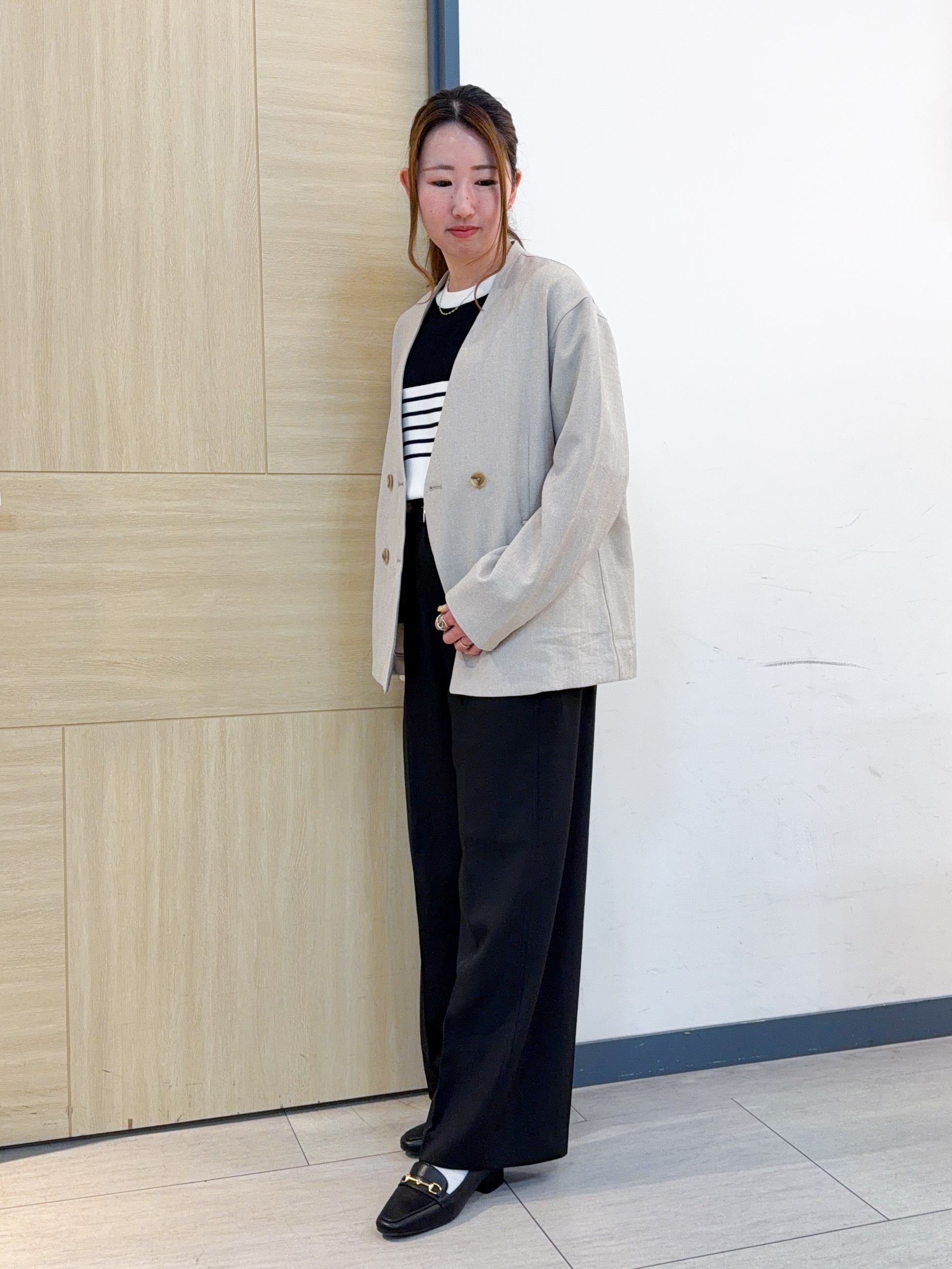 nanaさんの「grove｜リネンライクカラーレスジャケット」を使ったコーディネート