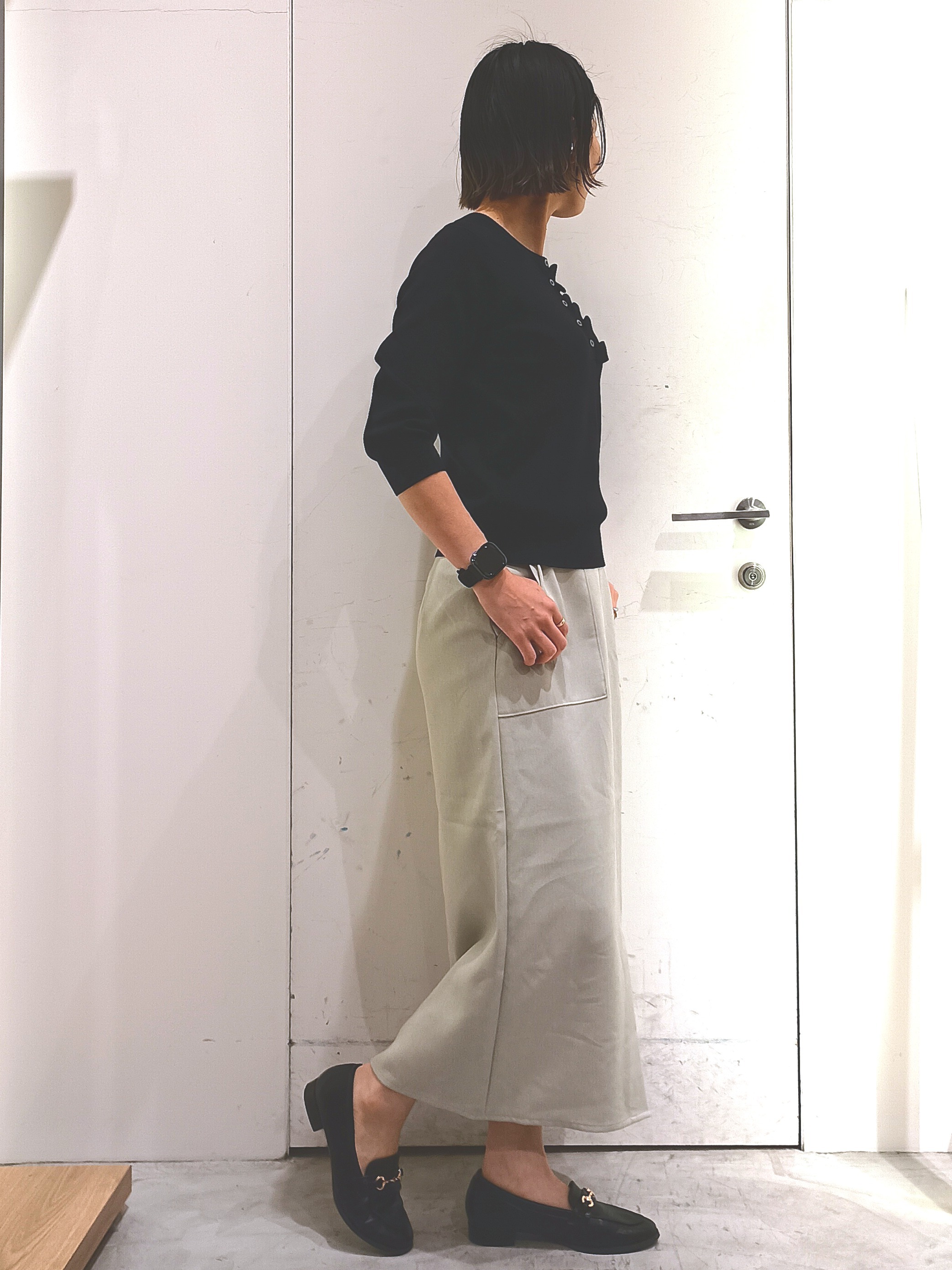 shinkoさんの「OPAQUE.CLIP｜スナップボタンニットカーディガン【洗濯機OK／抗ピル】」を使ったコーディネート