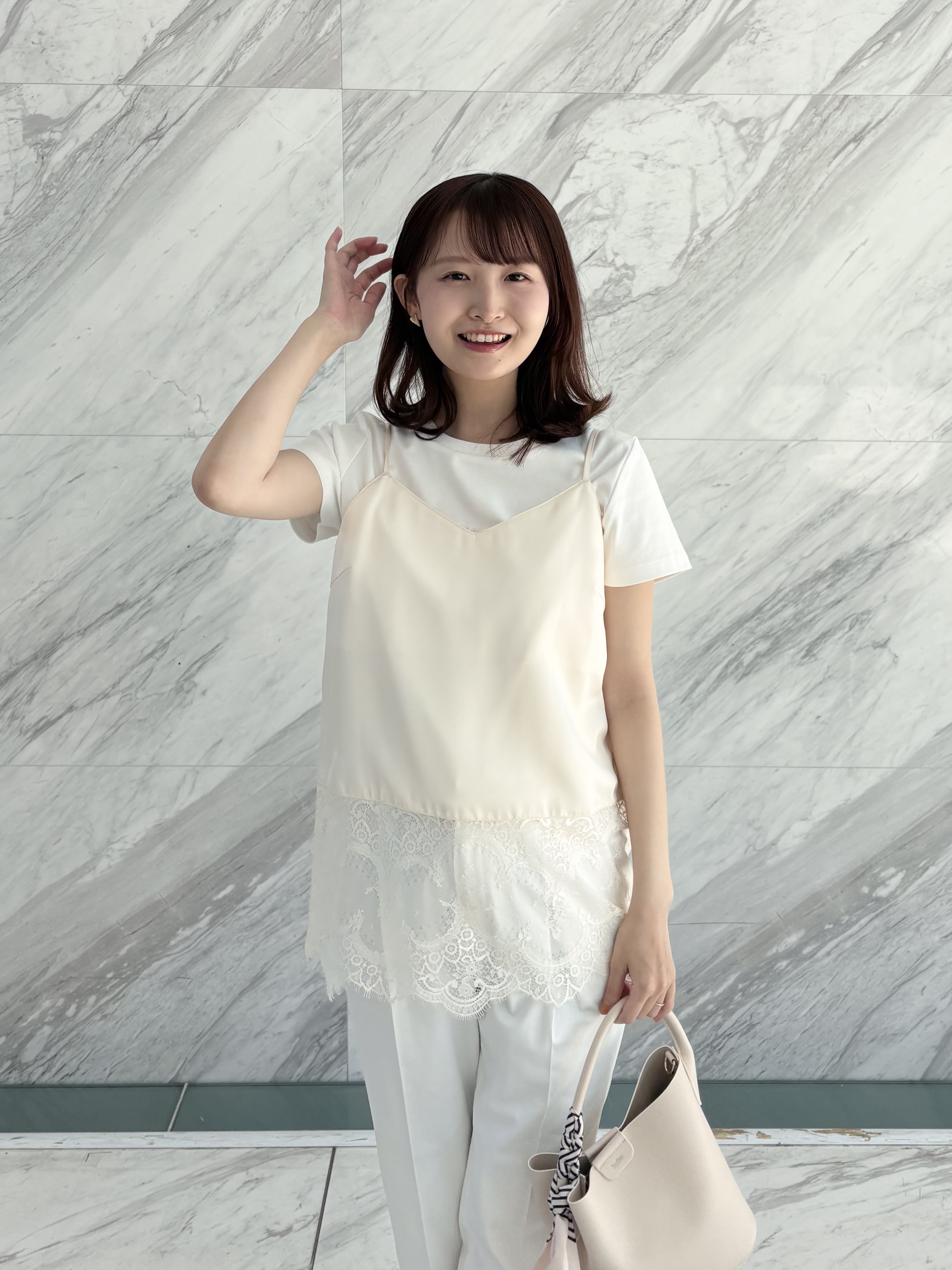 みさかさんの「index｜サテンレースキャミソール【洗濯機OK】」を使ったコーディネート