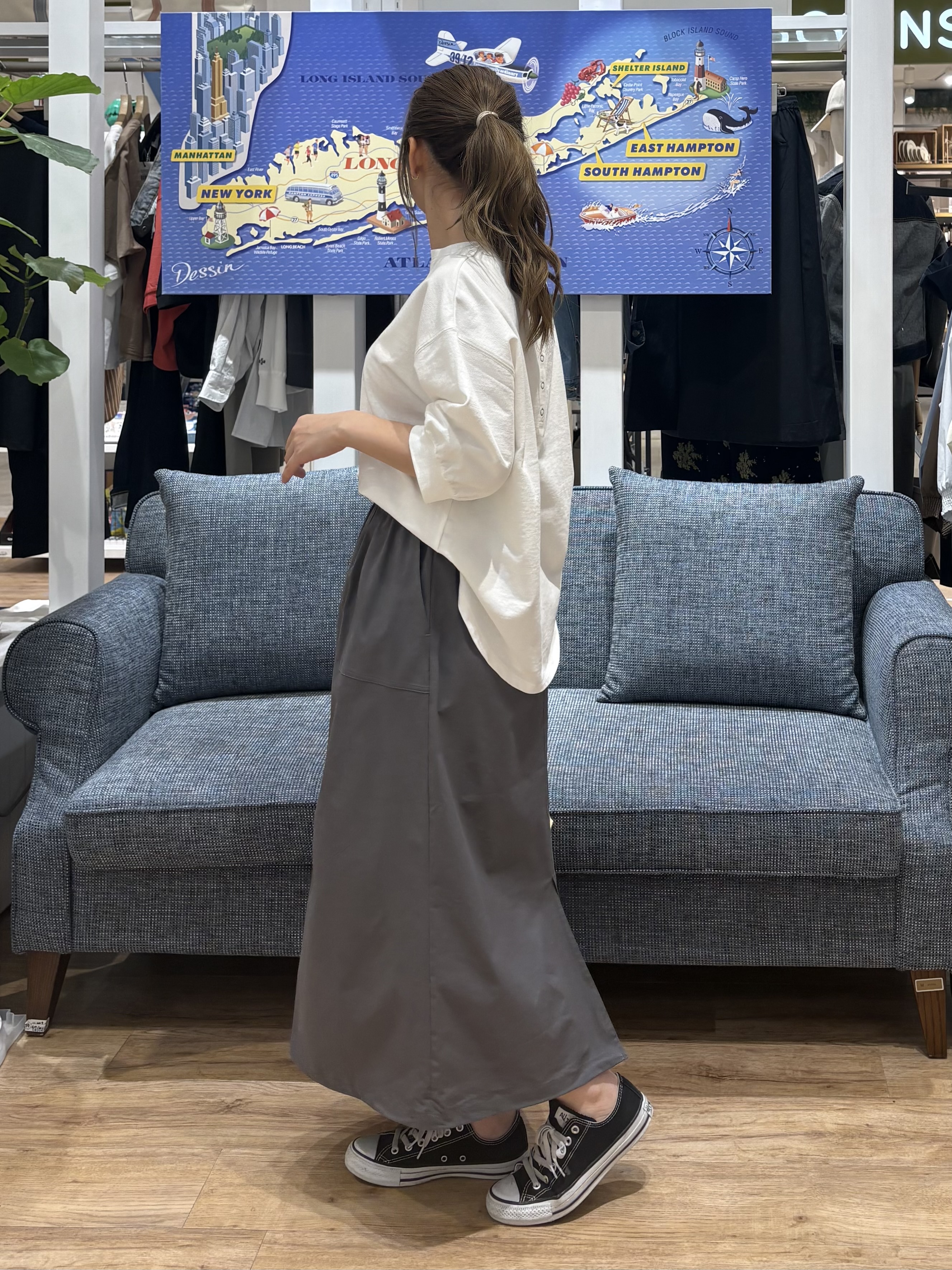 yuinaさんの「Dessin｜【360度可愛い】バックヘンリーカットソー5分袖」を使ったコーディネート