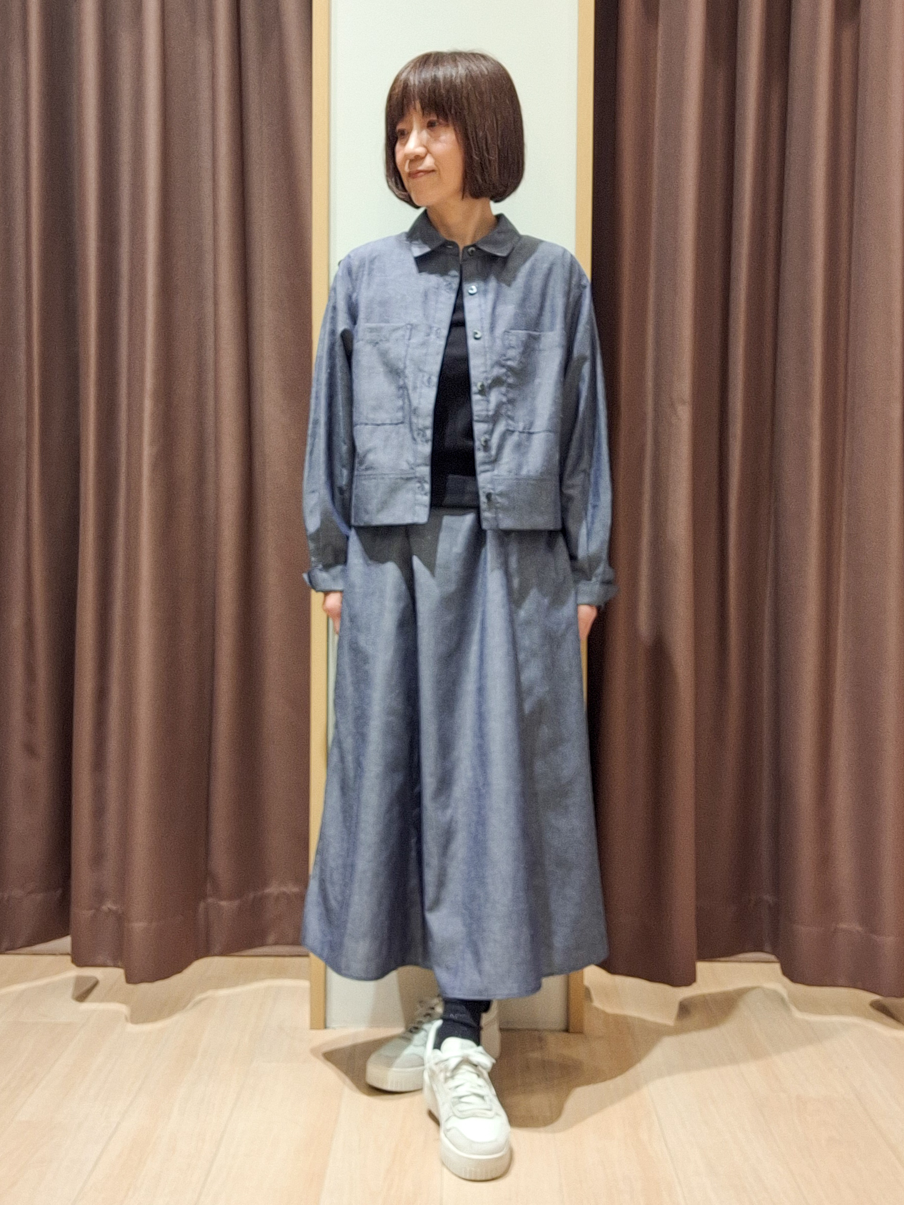 ウタさんの「grove｜【イージーケア】麻混クロップドシャツ」を使ったコーディネート