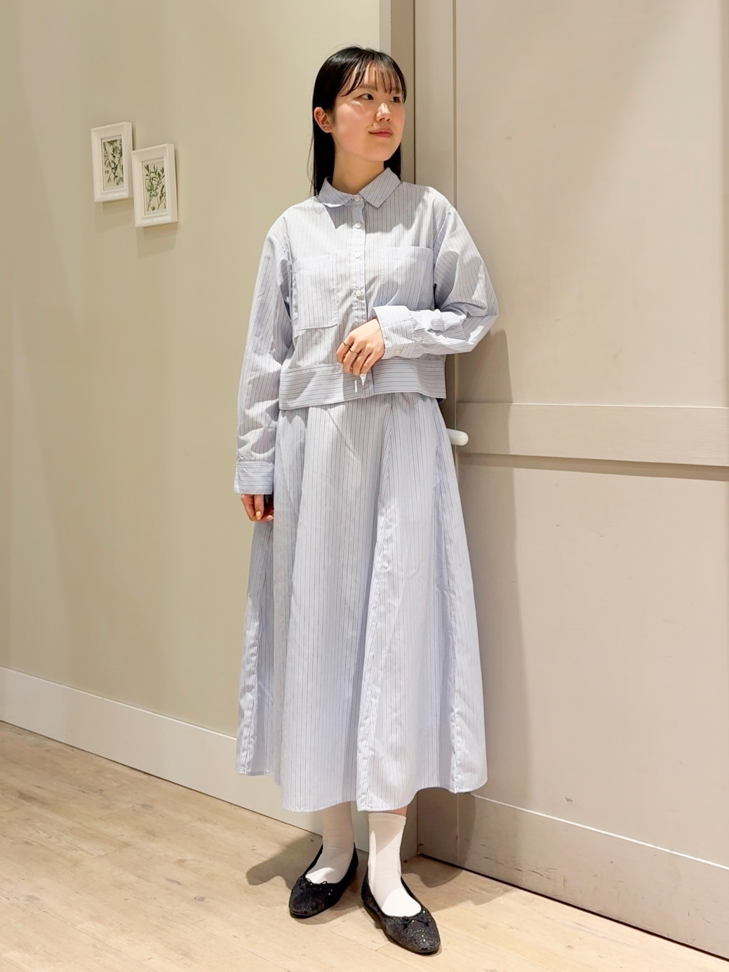 Mayuさんの「grove｜【イージーケア】麻混クロップドシャツ」を使ったコーディネート