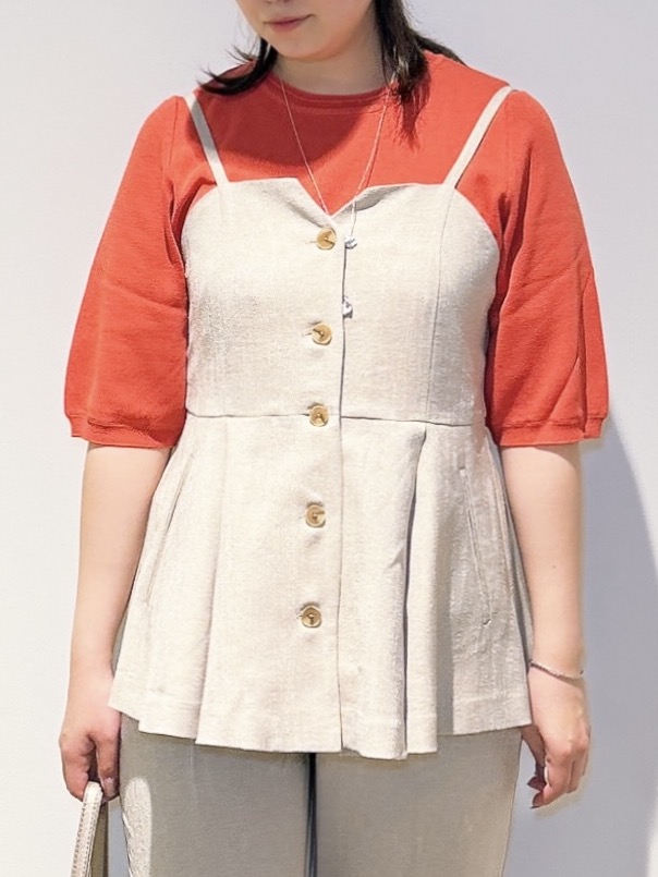 みーさんの「grove｜【カセット服】リネンライク ペプラムビスチェ」を使ったコーディネート