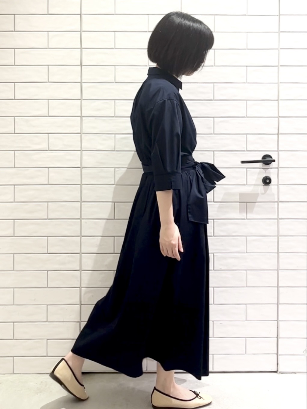 しおりさんの「OPAQUE.CLIP｜リボンベルト付きシャツワンピース【洗濯機OK／防シワ加工】」を使ったコーディネート