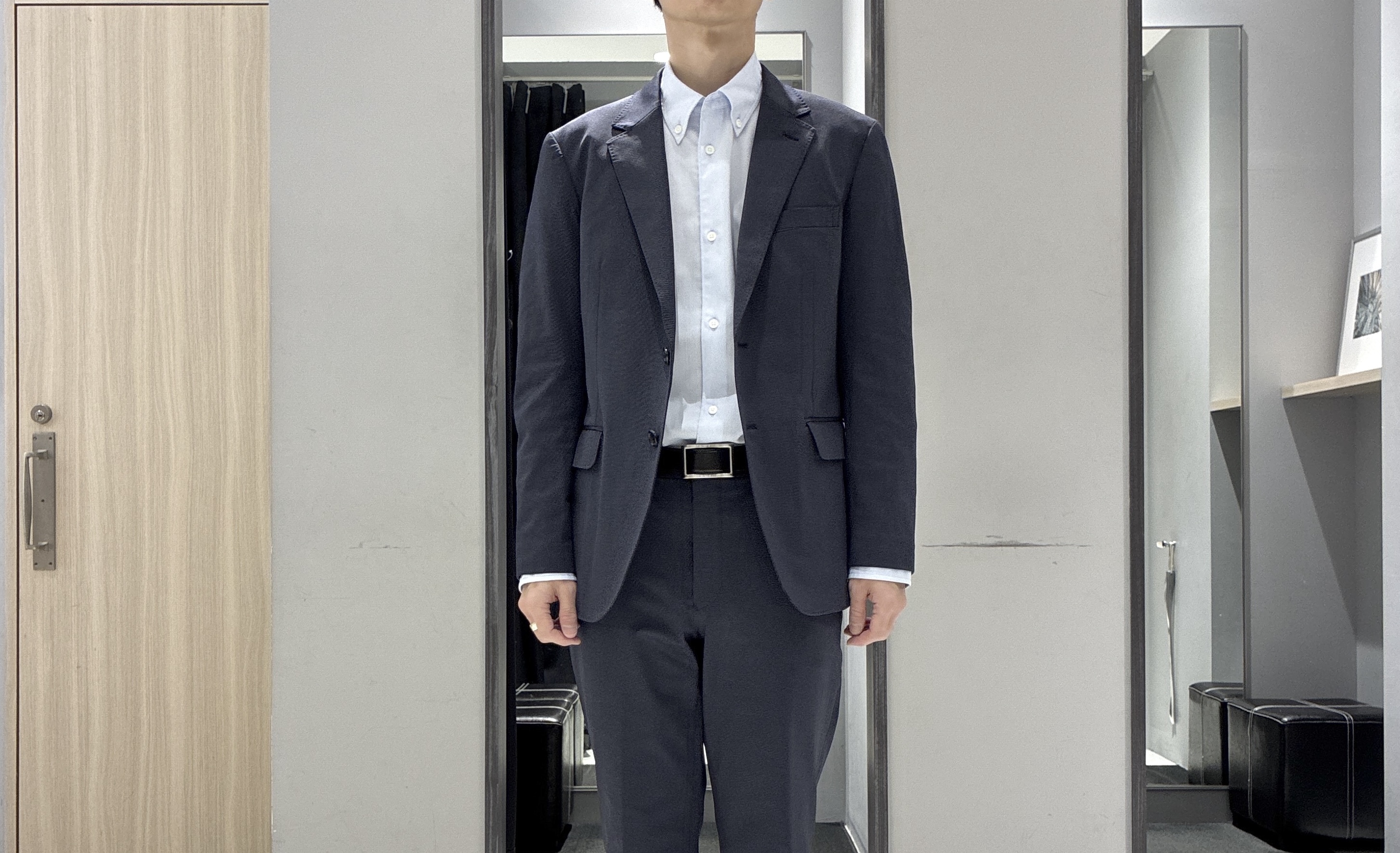 わいずみさんの「TAKEO KIKUCHI｜【360&deg;ストレッチ／軽量】None Of Stress ライト ジャケット（セットアップ対応）」を使ったコーディネート