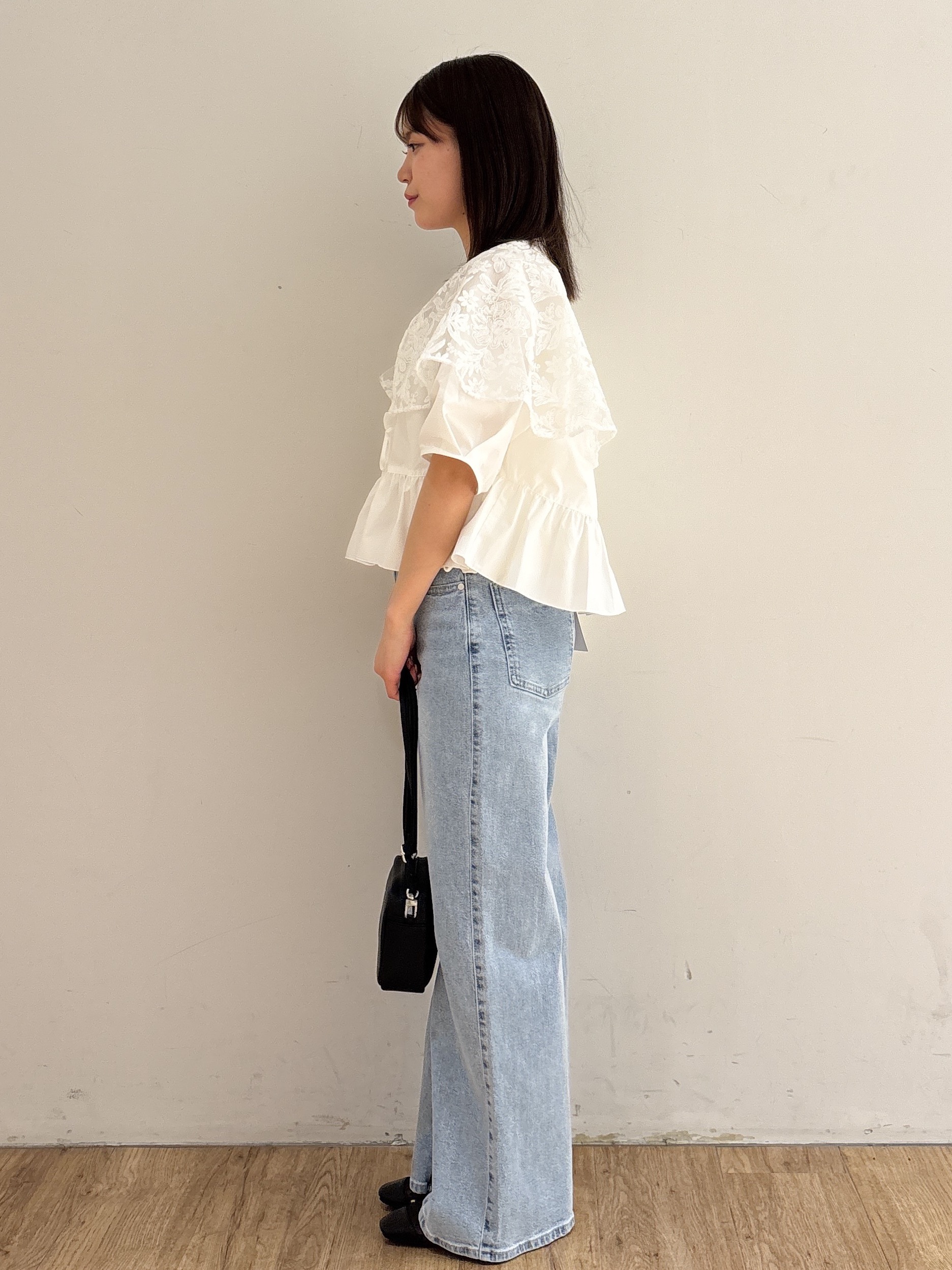 mireiさんの「OPAQUE.CLIP｜刺繍レースケープ【洗濯機OK】」を使ったコーディネート