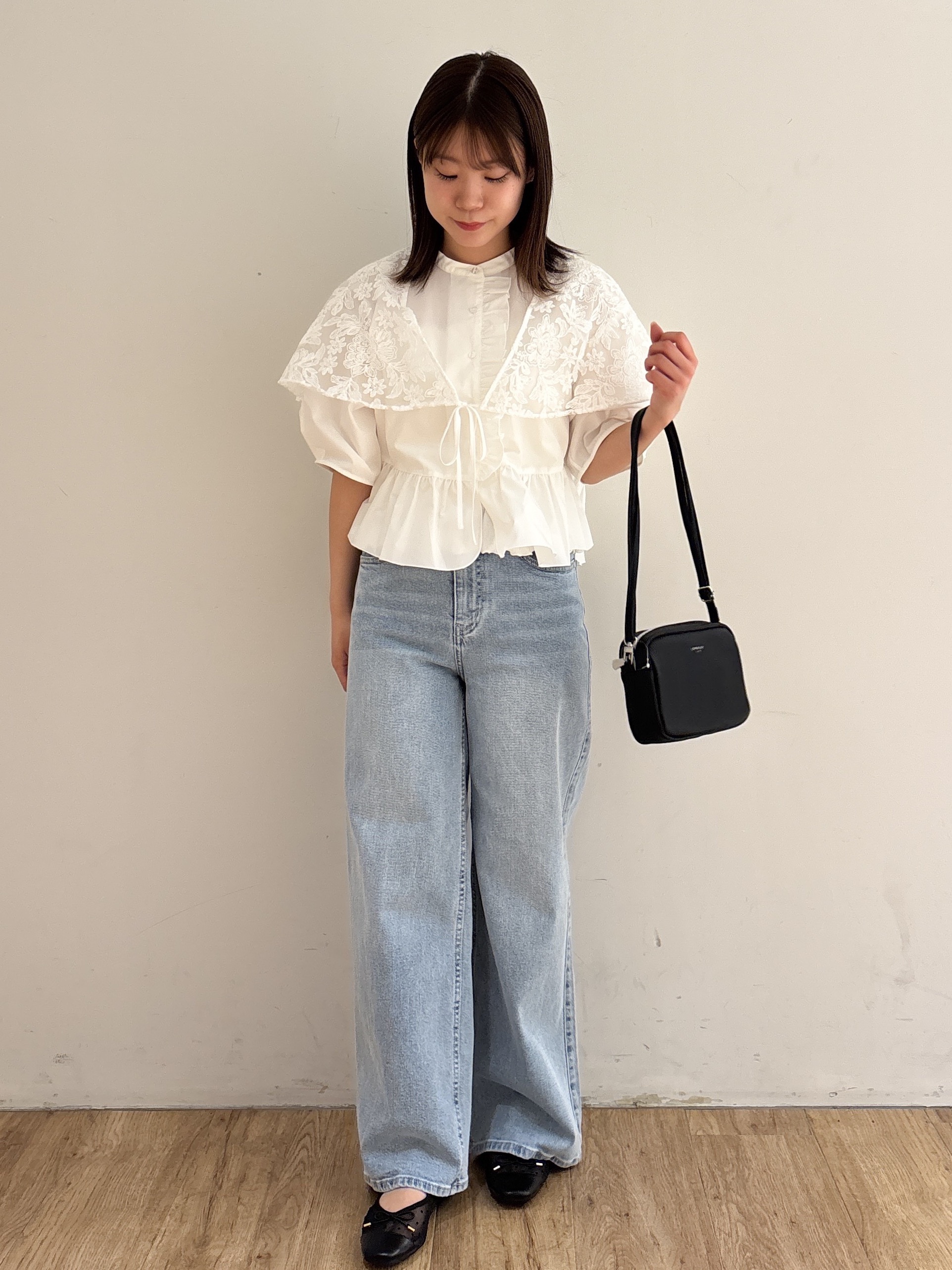 mireiさんの「OPAQUE.CLIP｜刺繍レースケープ【洗濯機OK】」を使ったコーディネート