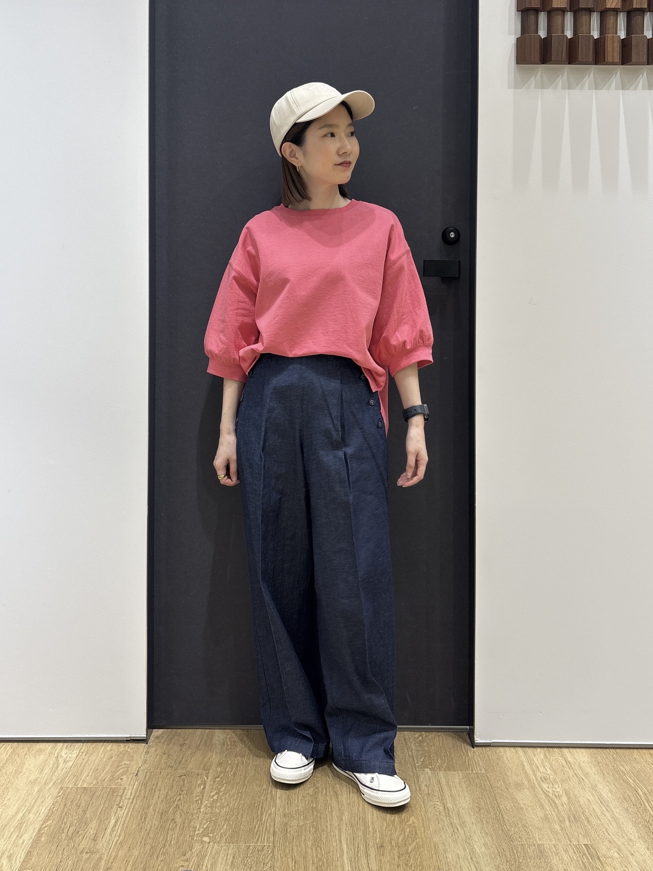 risaさんの「Dessin｜【360度可愛い】バックヘンリーカットソー5分袖」を使ったコーディネート