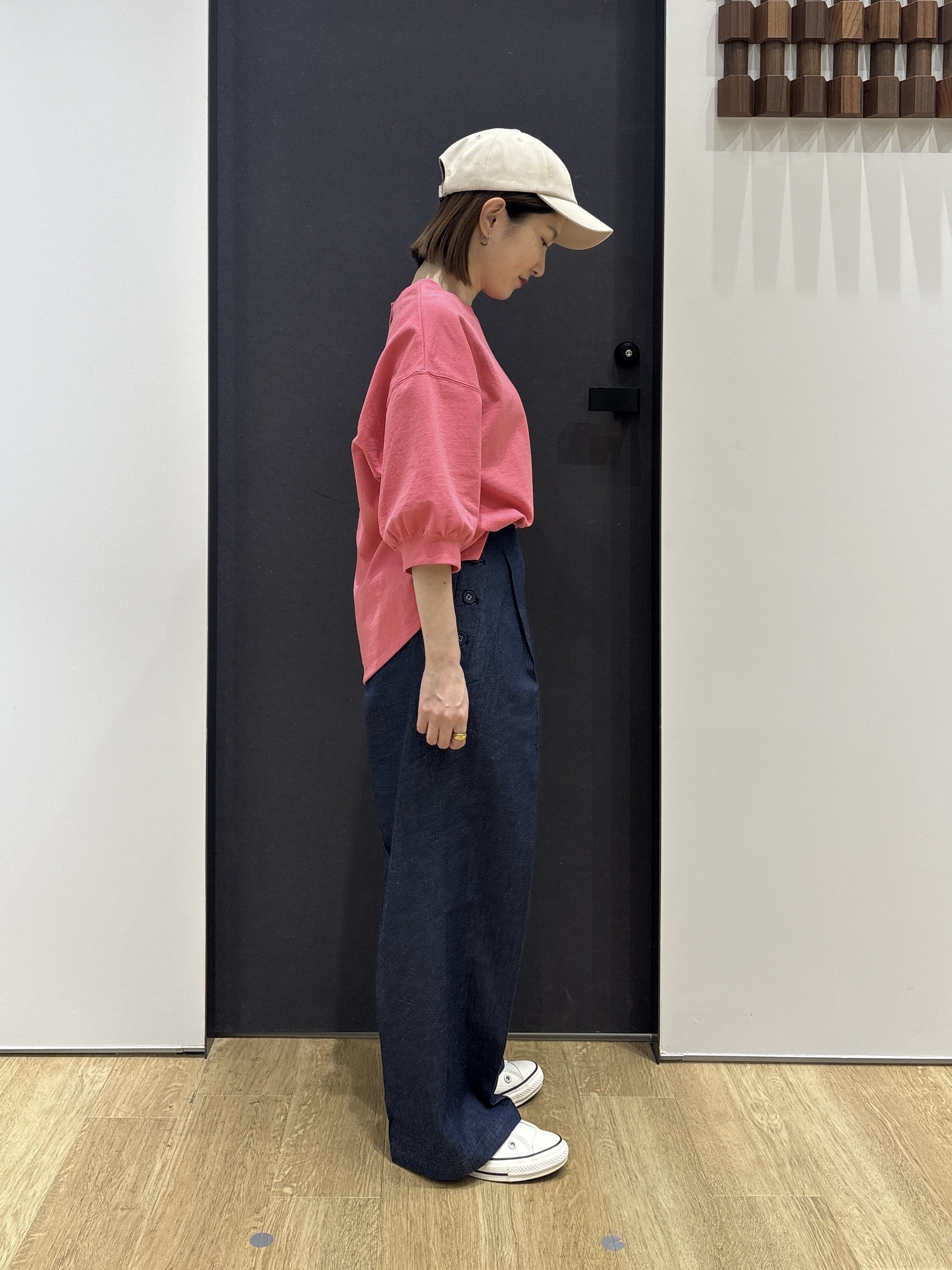risaさんの「Dessin｜【360度可愛い】バックヘンリーカットソー5分袖」を使ったコーディネート