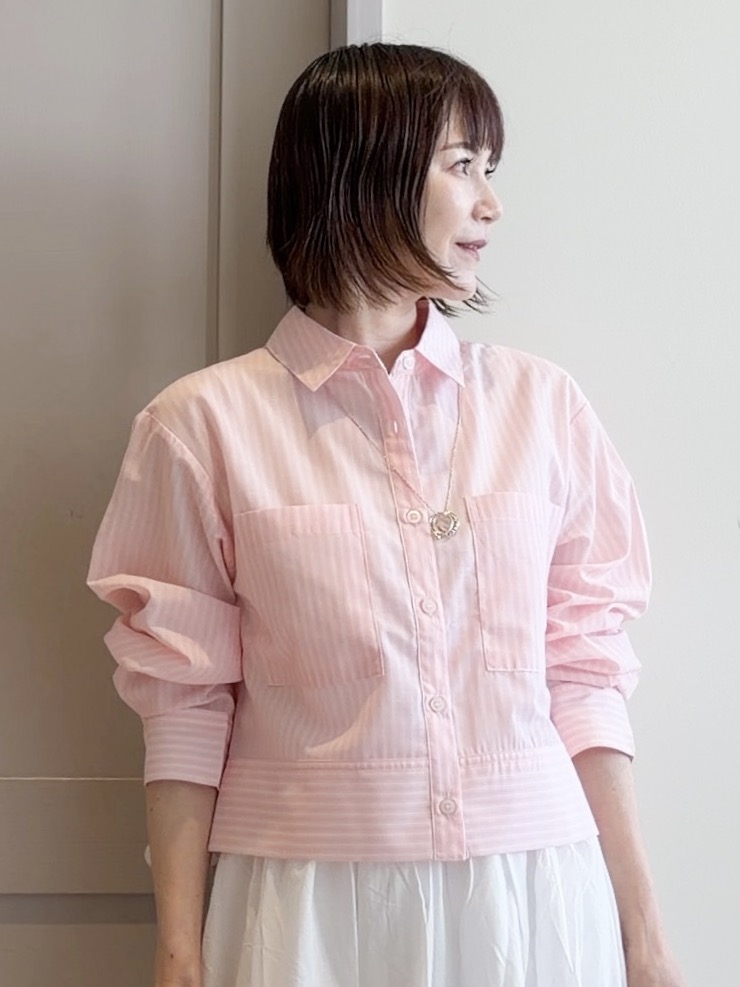 yamakoさんの「grove｜【イージーケア】麻混クロップドシャツ」を使ったコーディネート