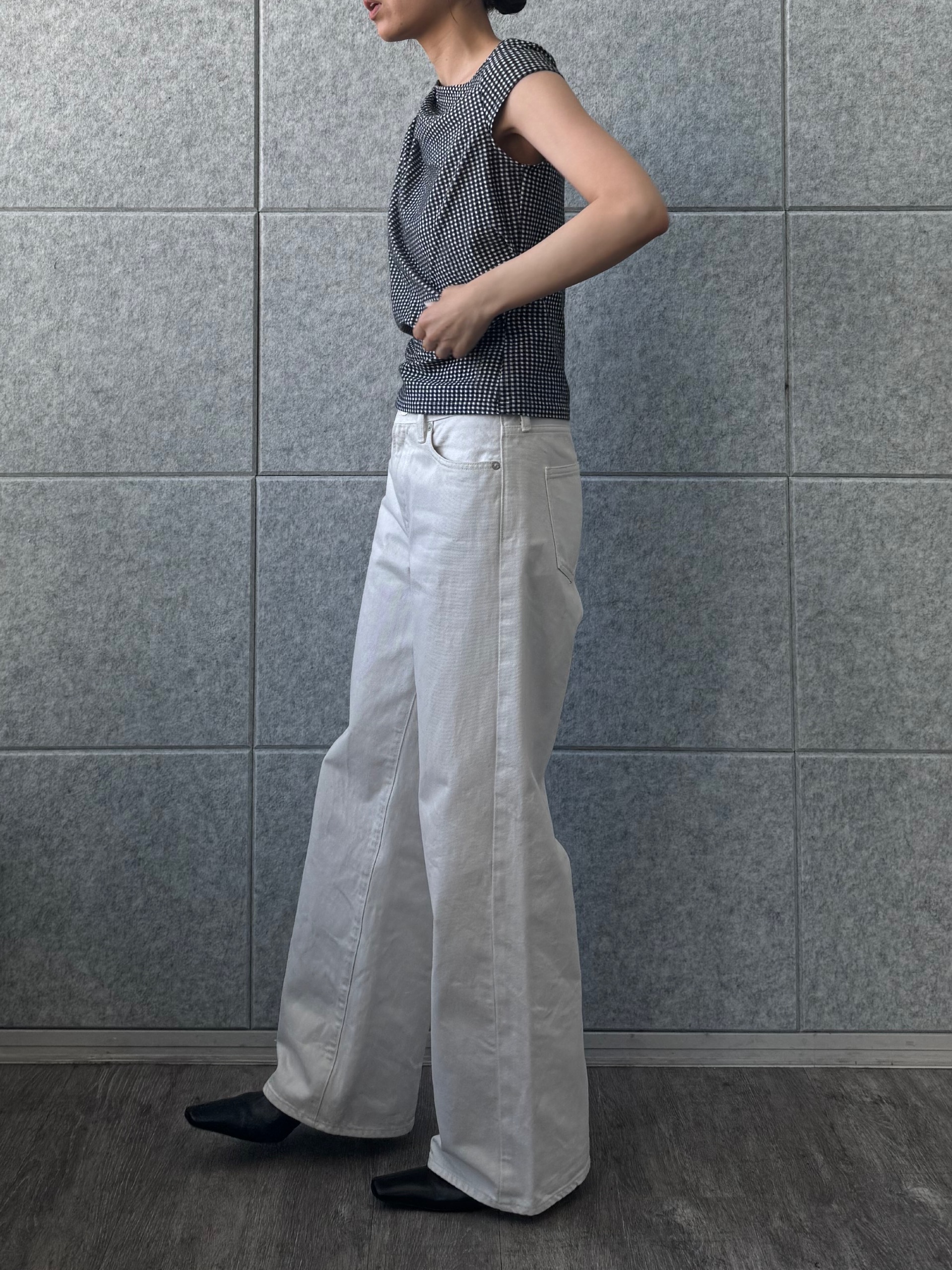 designer yukaさんの「CODE A｜gingham edge tops」を使ったコーディネート