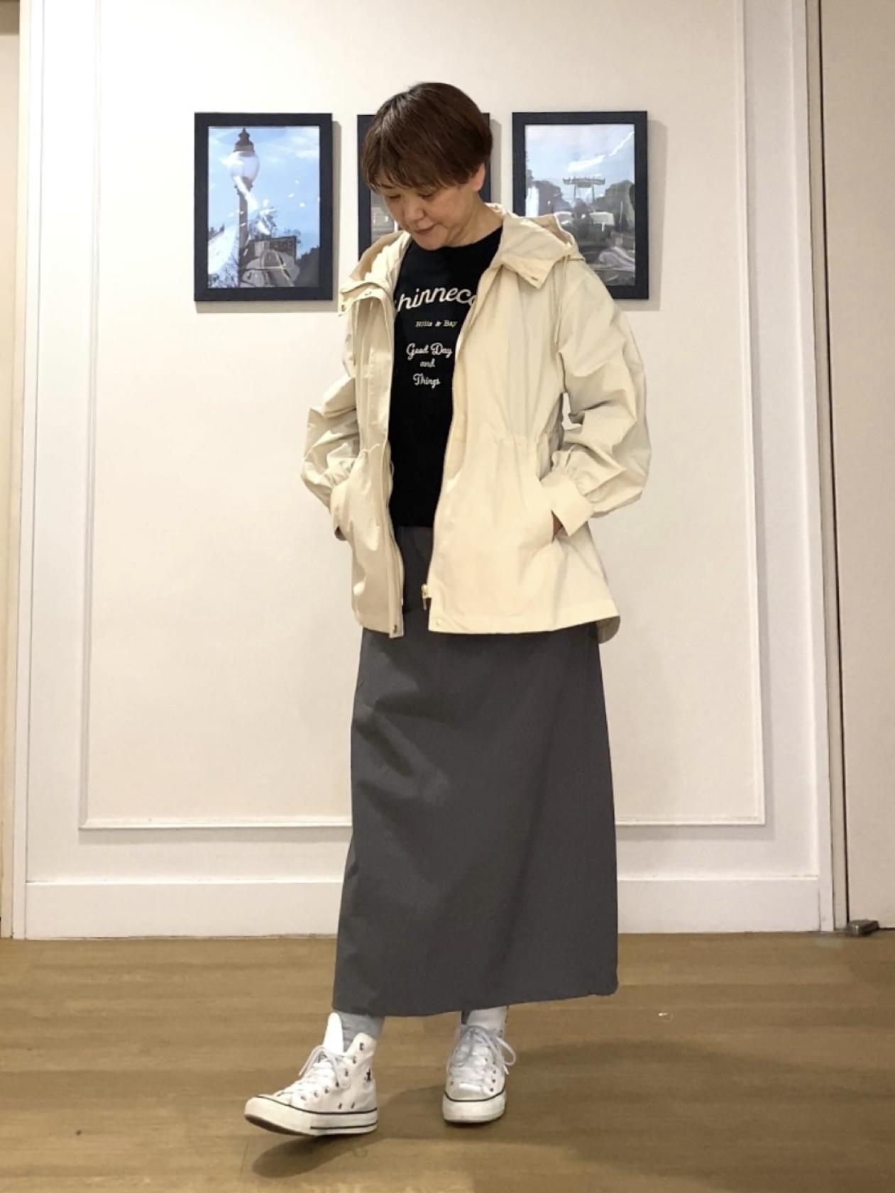Hiroさんの「Dessin｜【撥水・洗える】フーデッドライトブルゾン」を使ったコーディネート