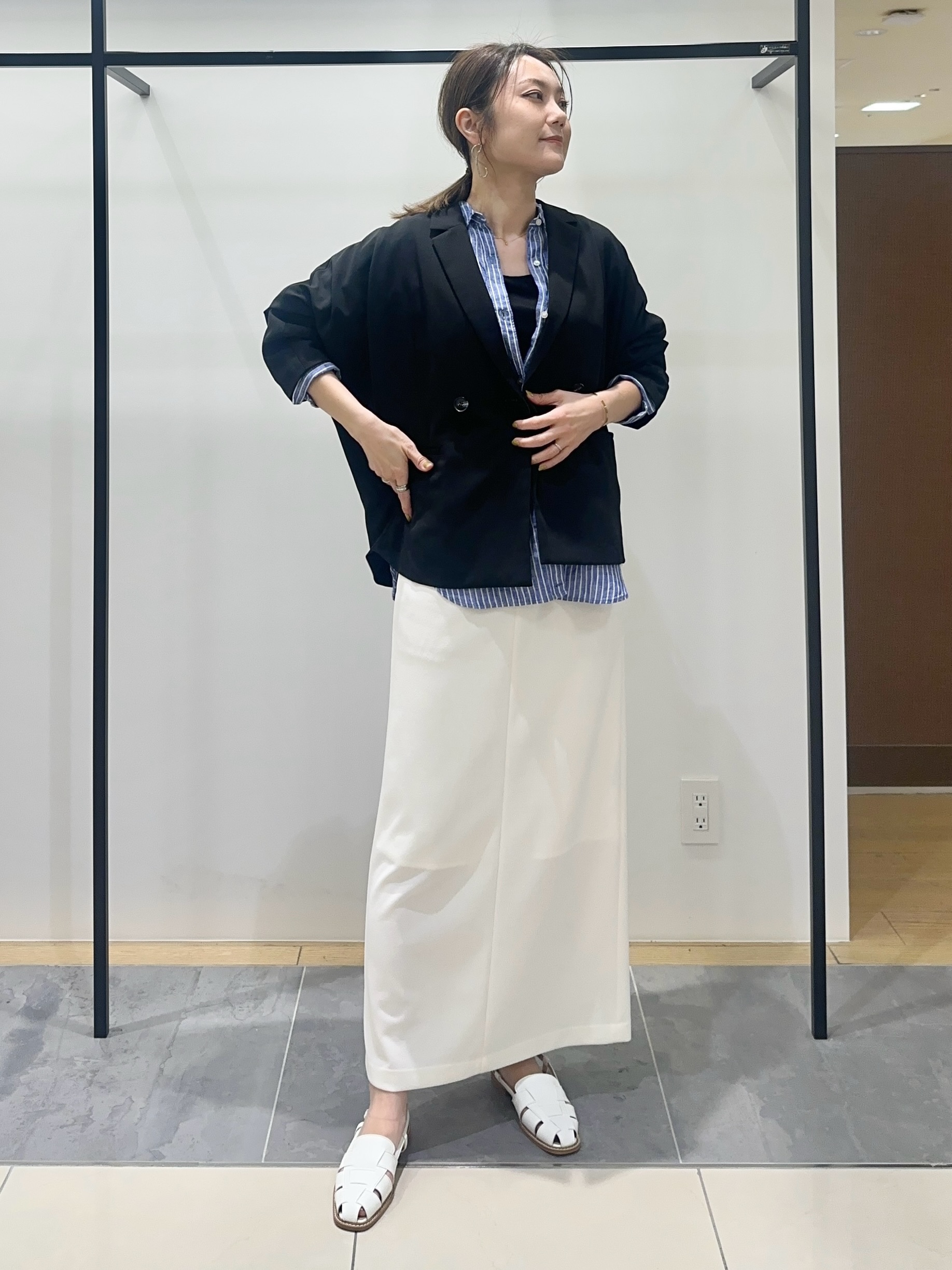 MAIさんの「INDIVI｜【接触冷感／透湿／着る日傘】ドルマンダブルジャケット」を使ったコーディネート