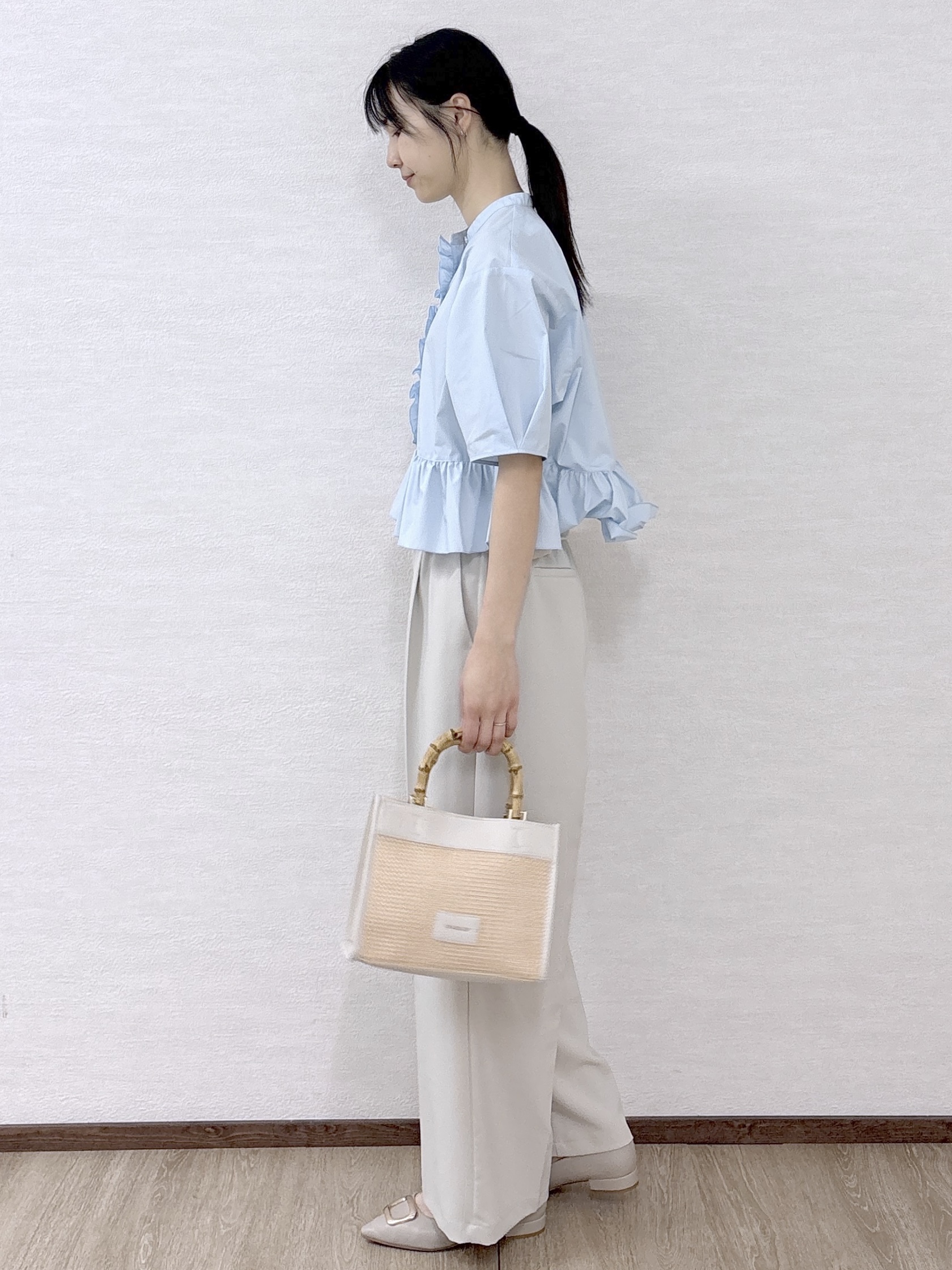 sachikoさんの「OPAQUE.CLIP｜フリルペプラムシャツブラウス【洗濯機OK】」を使ったコーディネート