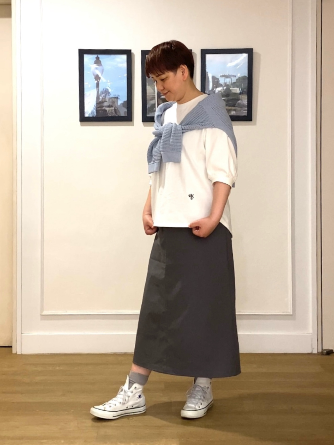 Hiroさんの「Dessin｜【洗える】コットンメッシュニットカーディガン」を使ったコーディネート