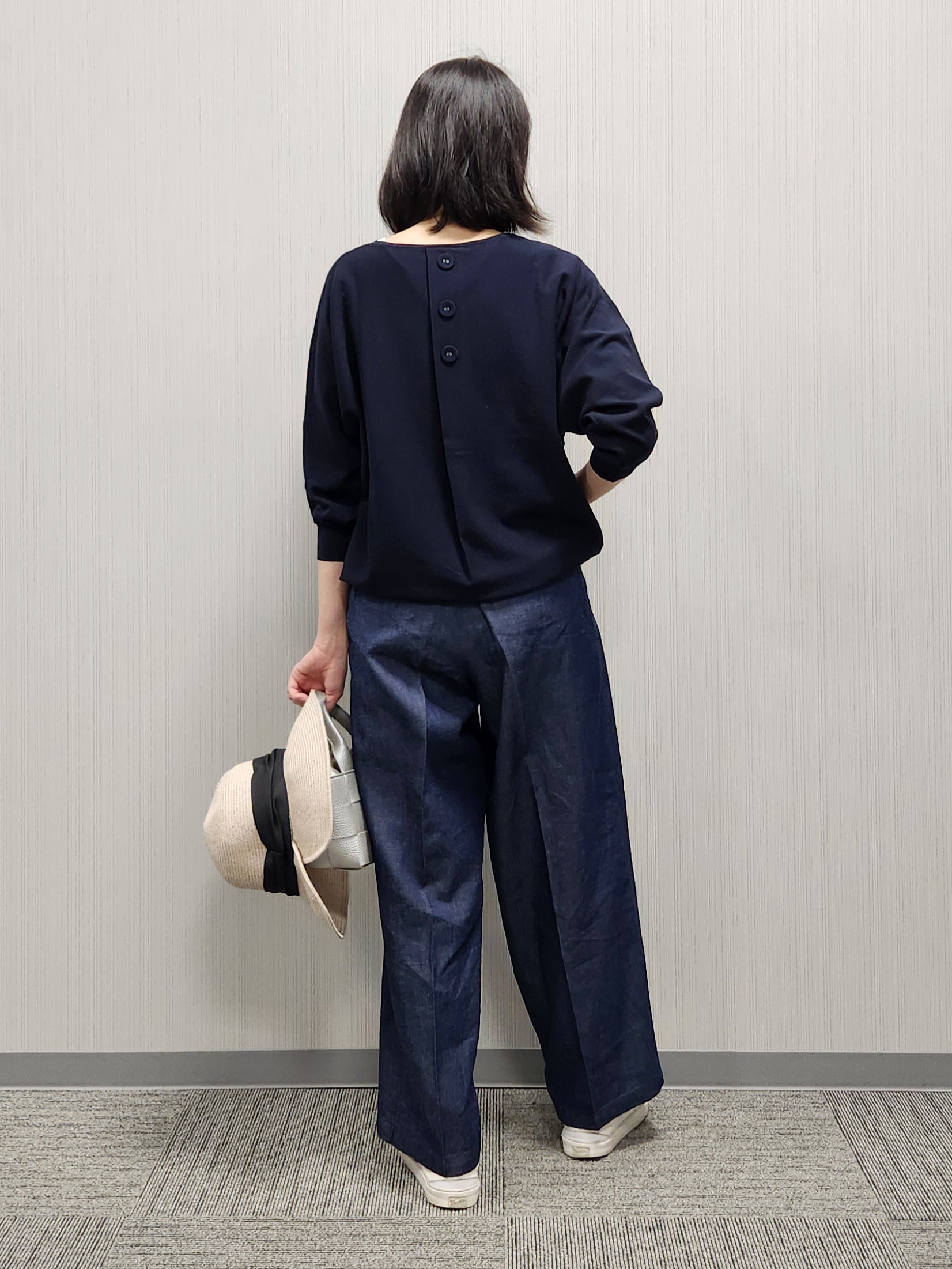 naraさんの「Dessin｜【洗える】後ろボタンニットプルオーバー七分袖」を使ったコーディネート
