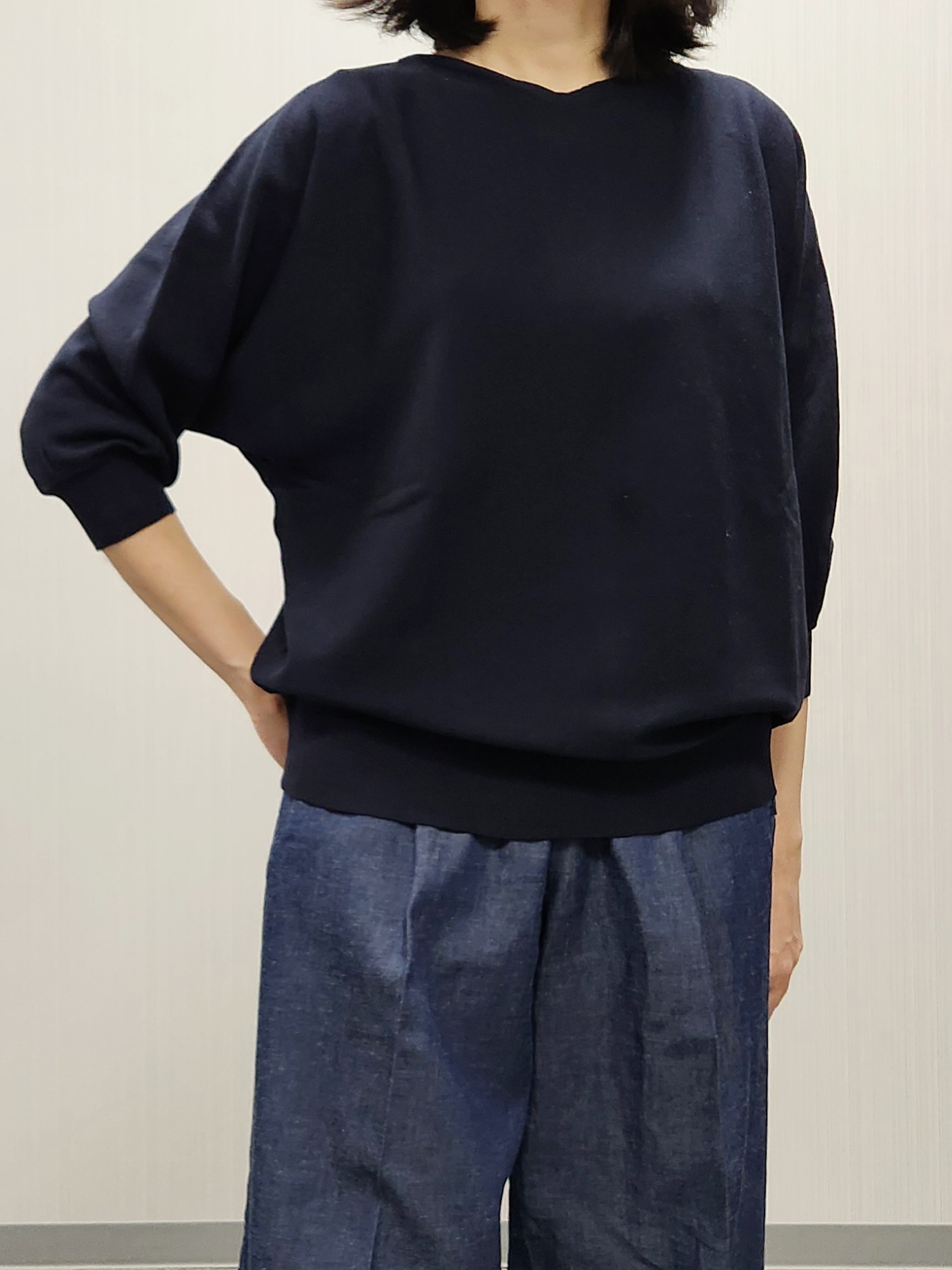 naraさんの「Dessin｜【洗える】後ろボタンニットプルオーバー七分袖」を使ったコーディネート