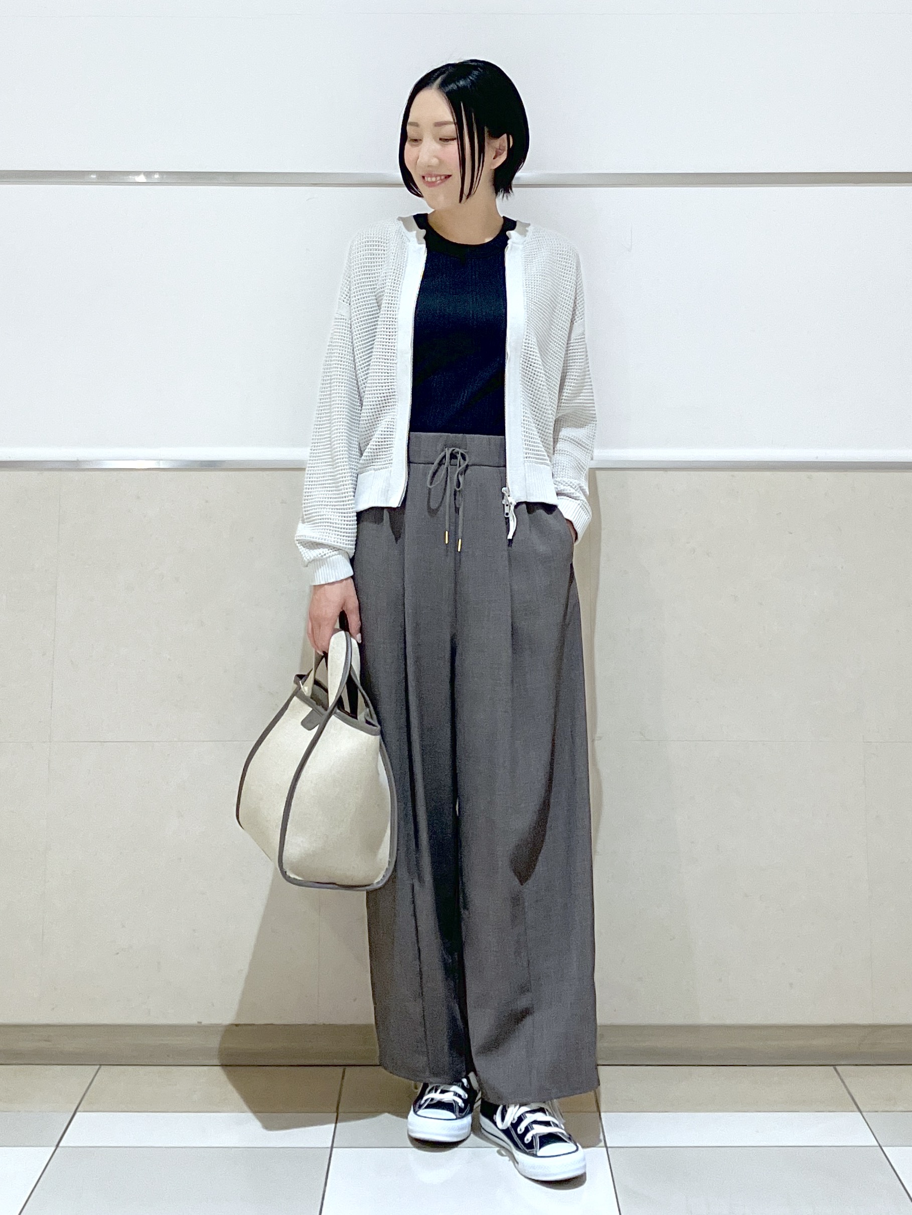 eriko さんの「Dessin｜【洗える】コットンメッシュニットカーディガン」を使ったコーディネート