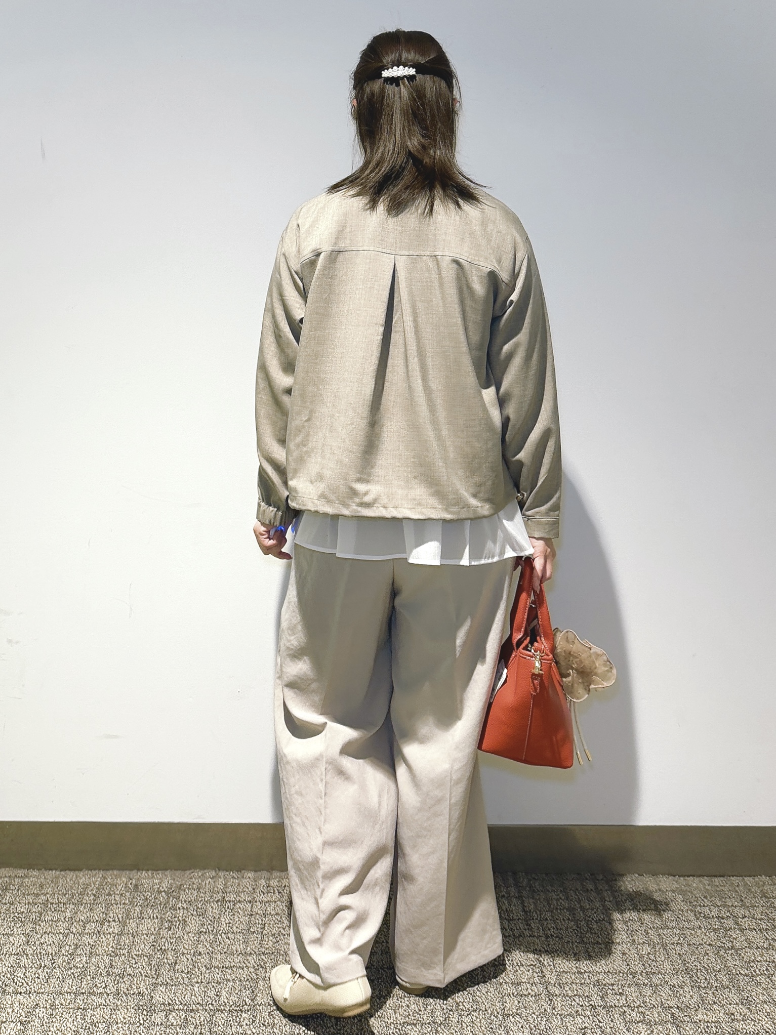 みーさんの「grove｜【洗える】麻調ノーカラーブルゾン」を使ったコーディネート