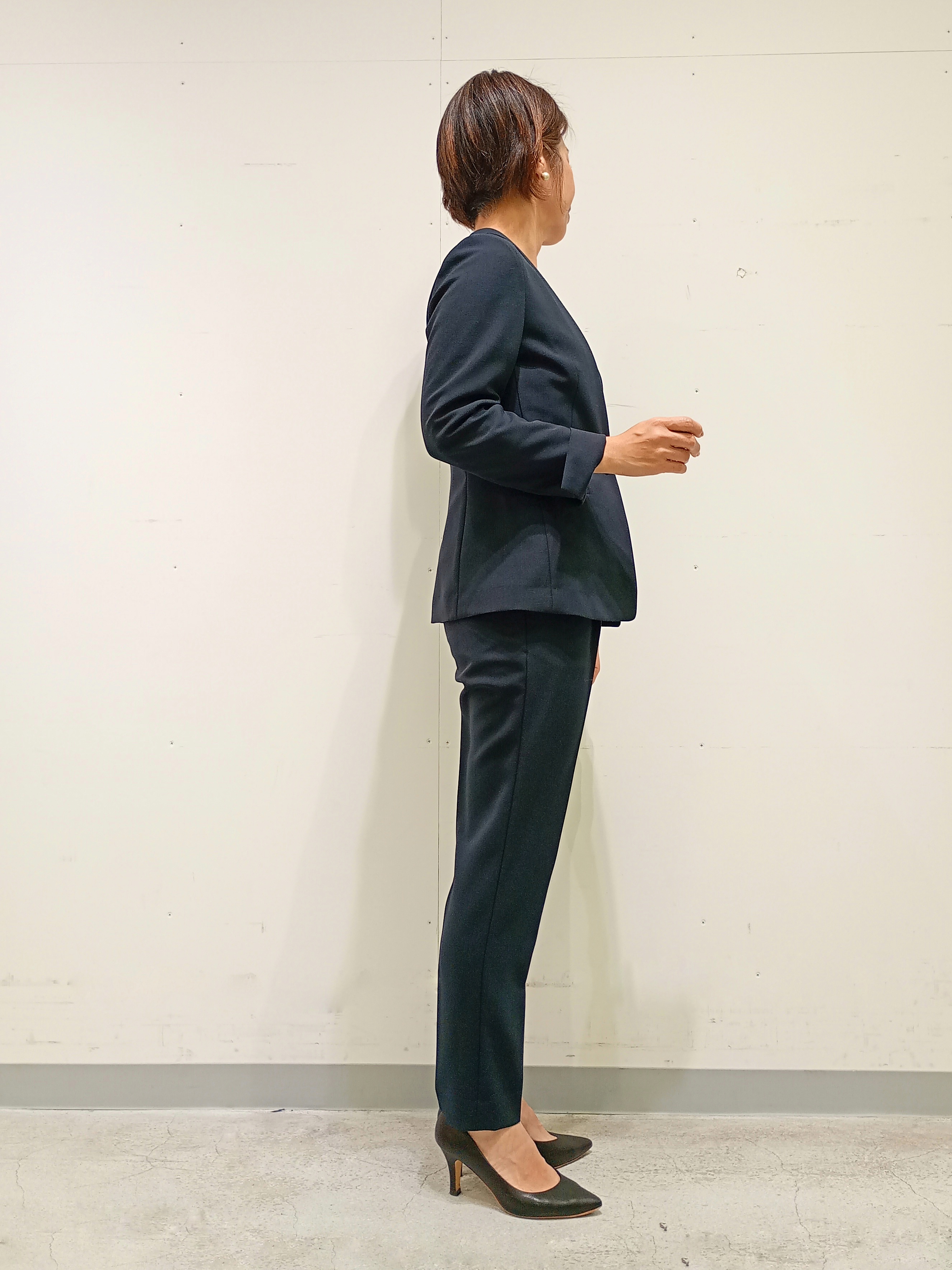 Kさんの「INDIVI｜【定番スーツ／UVケア／洗える】ウール調ノーカラージャケット」を使ったコーディネート