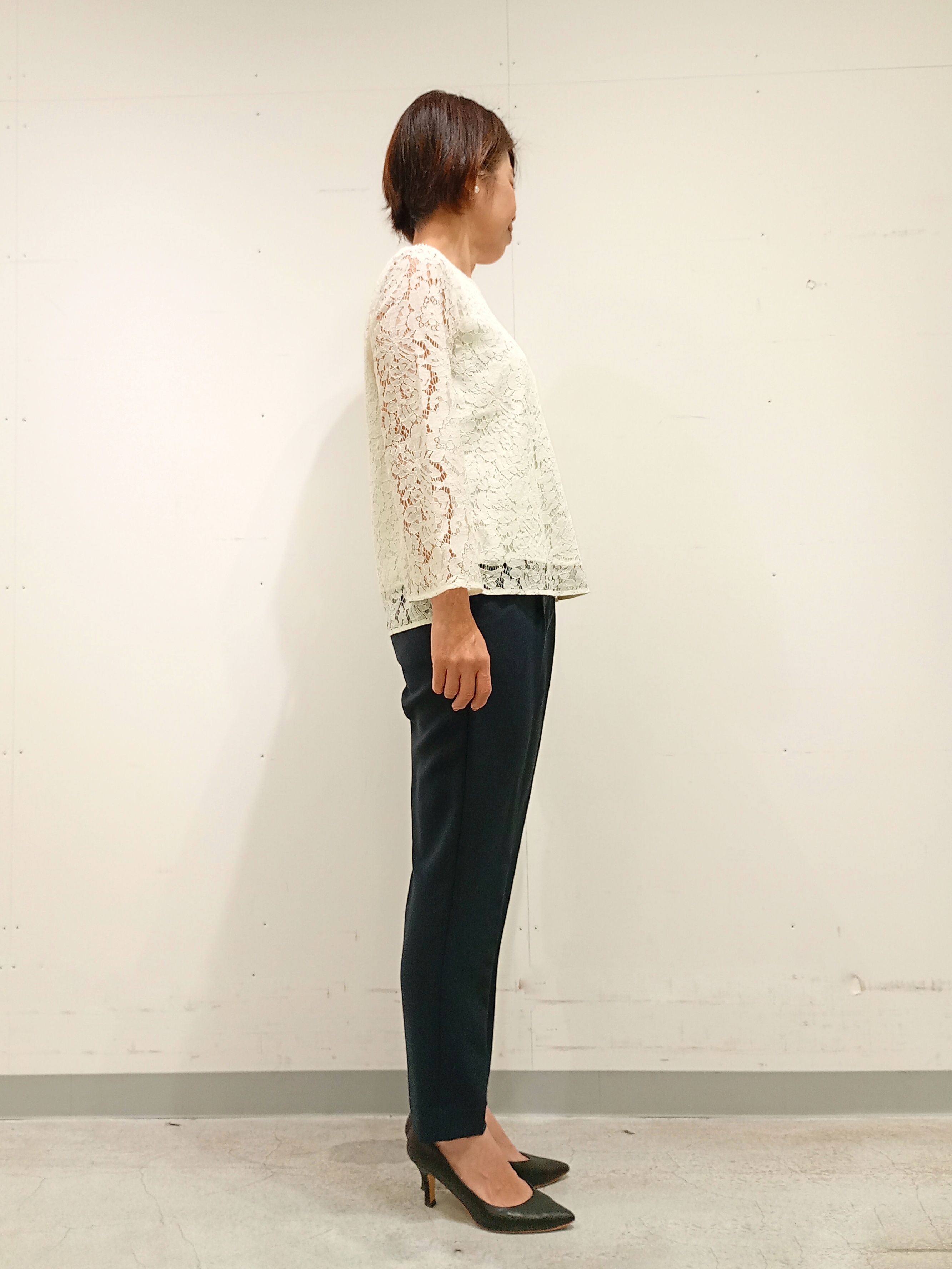 Kさんの「INDIVI｜【定番スーツ／UVケア／洗える】ウール調ノーカラージャケット」を使ったコーディネート