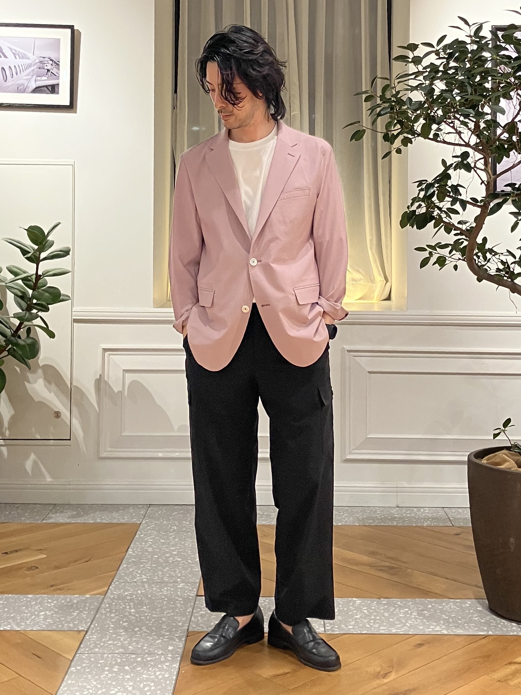 junyaさんの「DRESSTERIOR｜【セットアップ可/MonoMax4月号掲載/Safari5月号掲載】CARREMAN ストレッチジャ」を使ったコーディネート