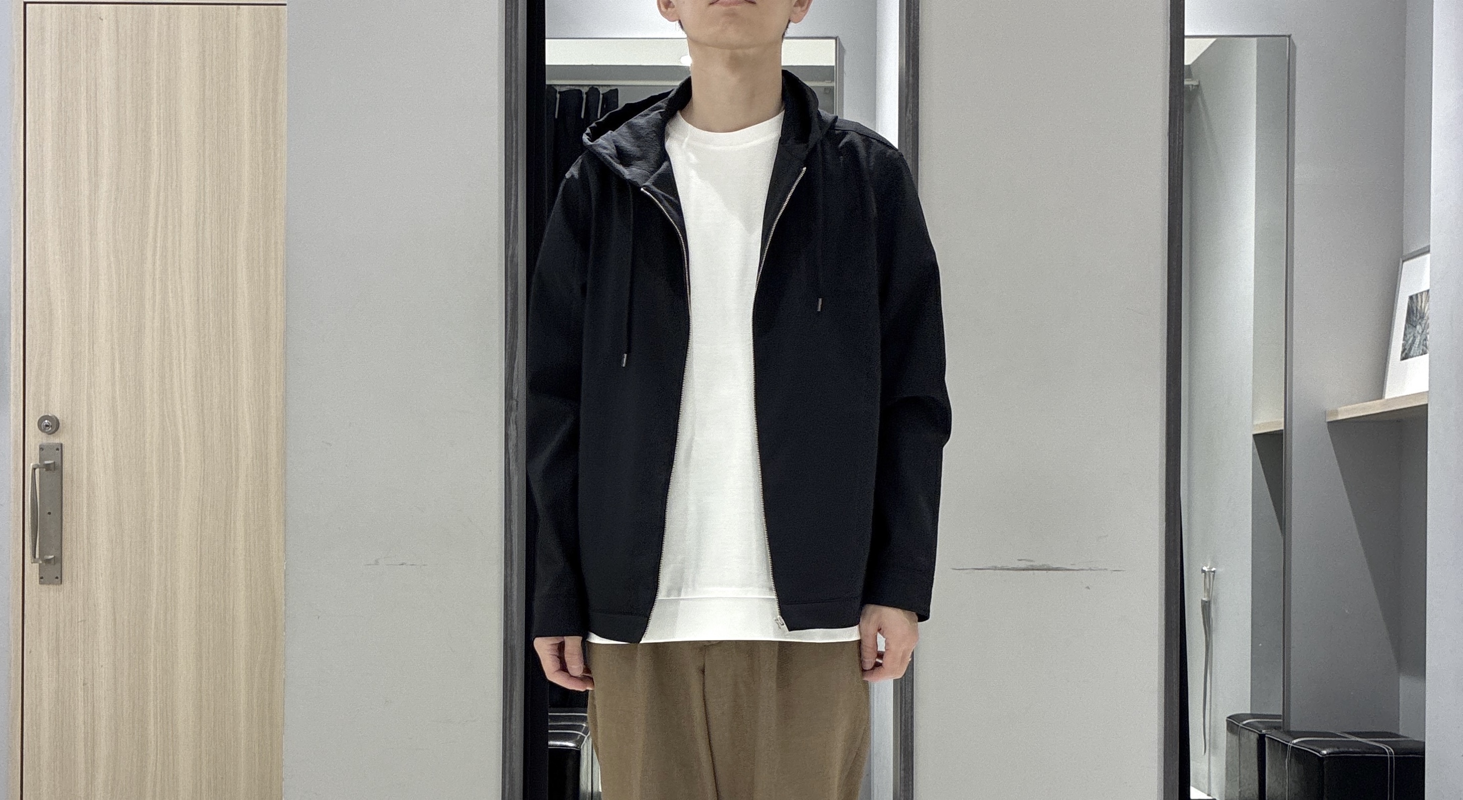 わいずみさんの「TAKEO KIKUCHI｜【撥水・洗える・シワになりにくい】 リランチェ（R） フードブルゾン」を使ったコーディネート