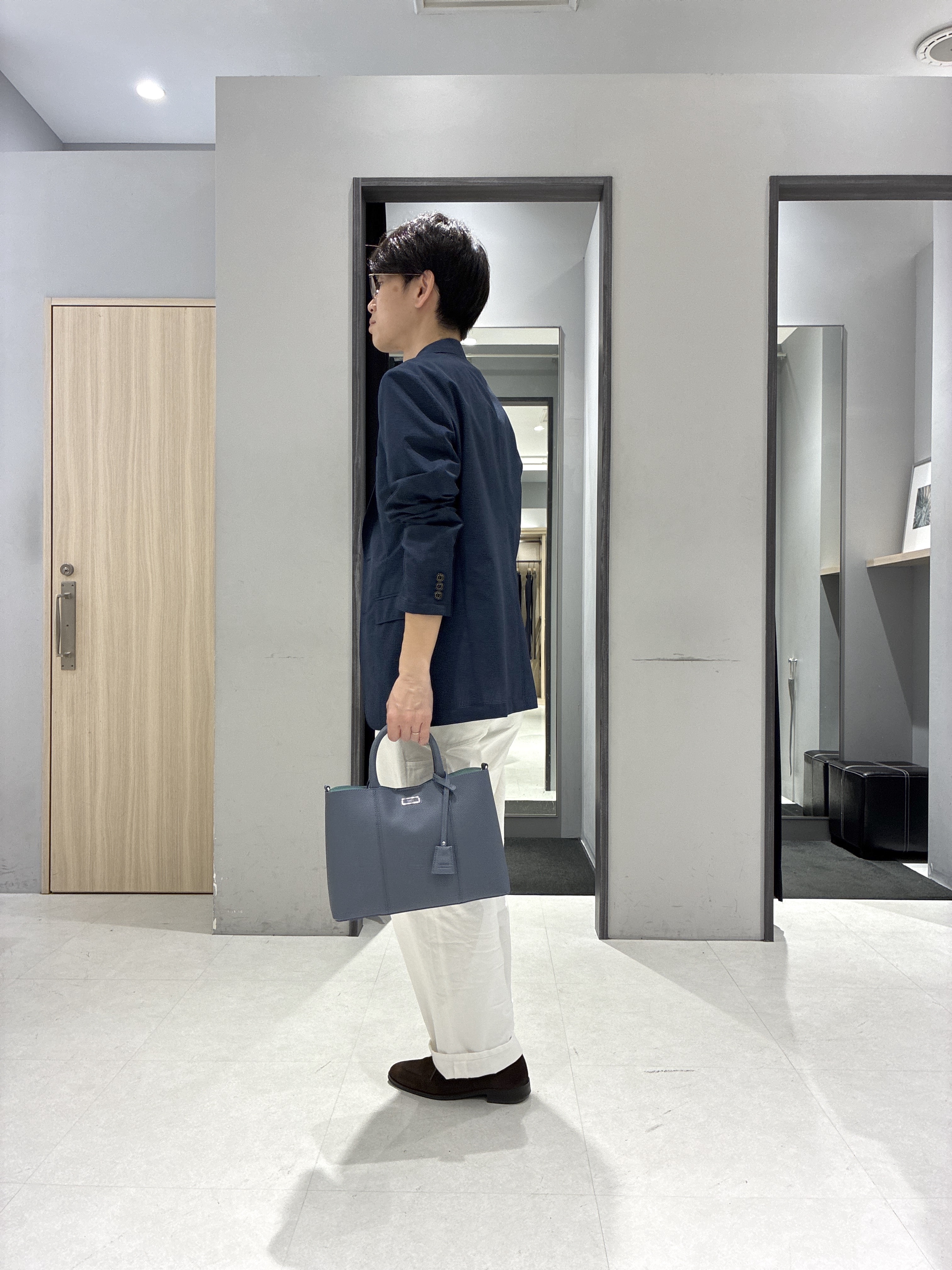 わいずみさんの「TAKEO KIKUCHI｜【抗菌防臭】COOL DOTS（R）ドビープリント ジャケット」を使ったコーディネート
