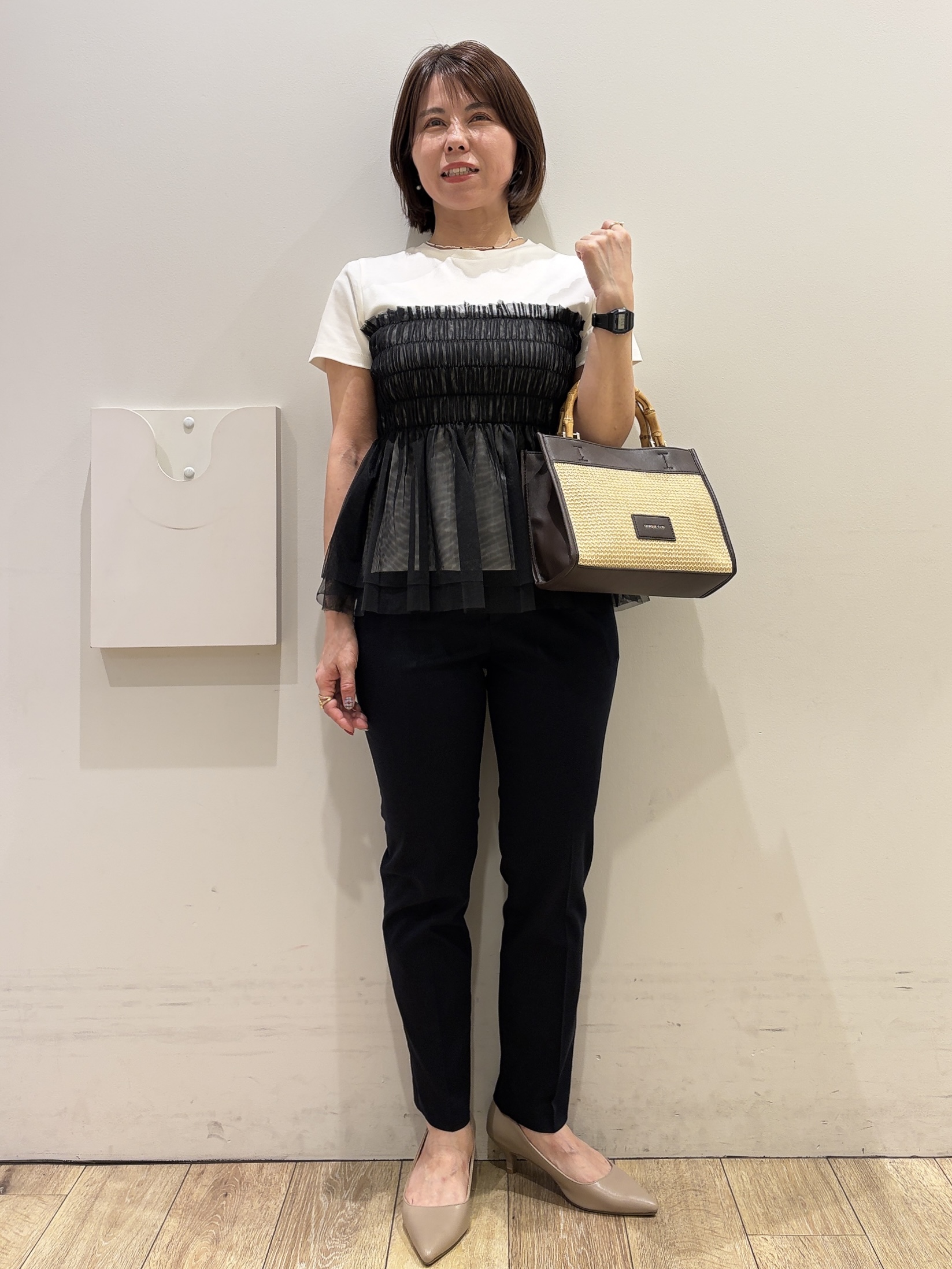 YUKOさんの「index｜チュールペプラムトップス【洗濯機OK／接触冷感／UVケア】」を使ったコーディネート