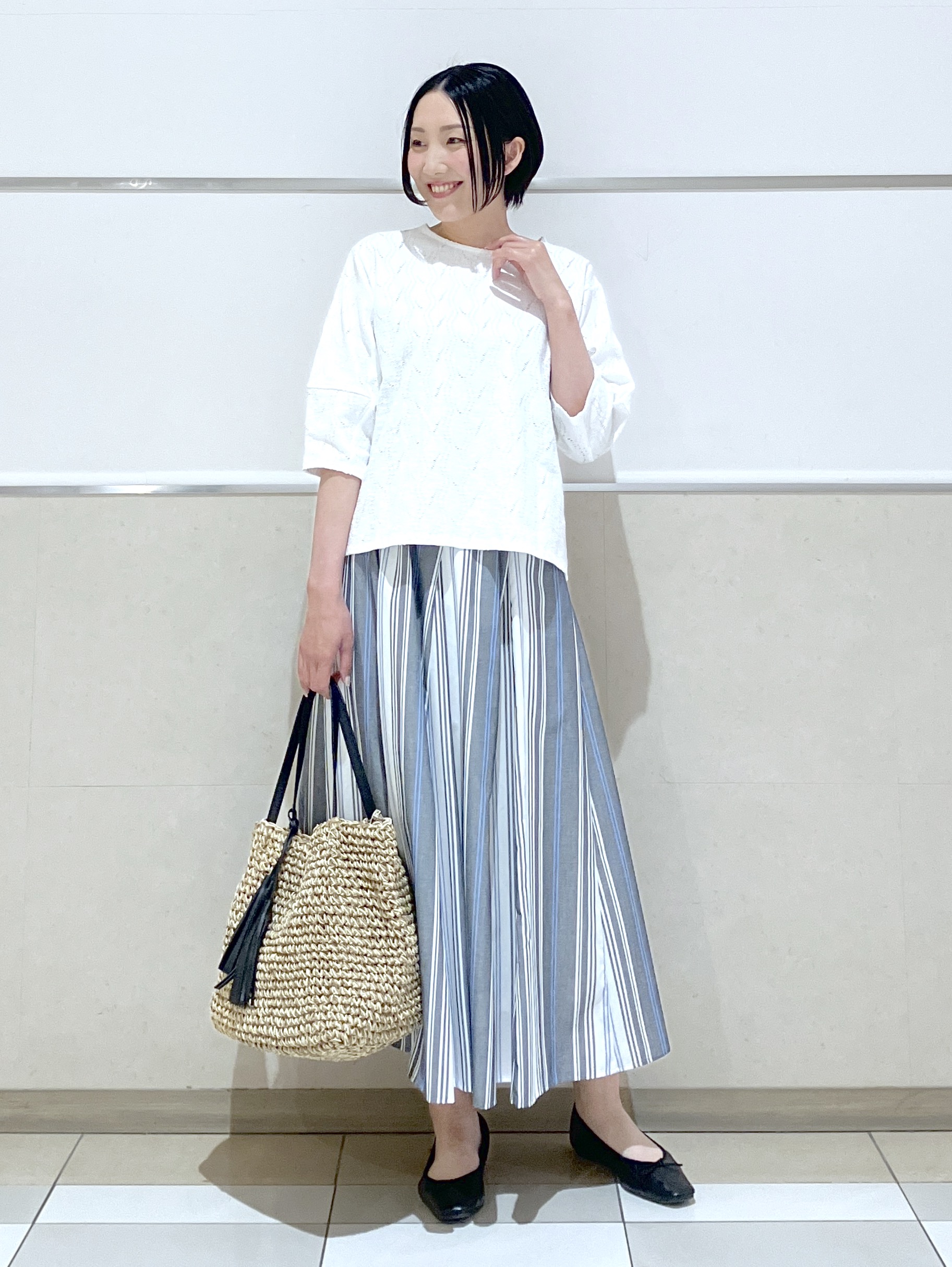 eriko さんの「Dessin｜【洗える】七分袖レースカットソー」を使ったコーディネート