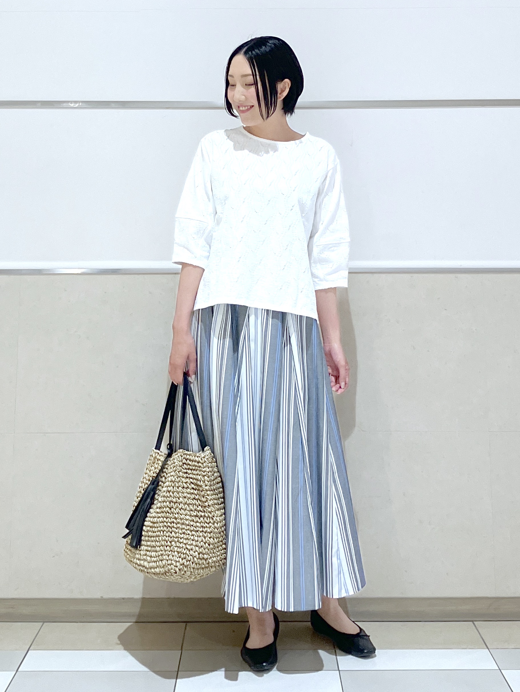 eriko さんの「Dessin｜【洗える】七分袖レースカットソー」を使ったコーディネート
