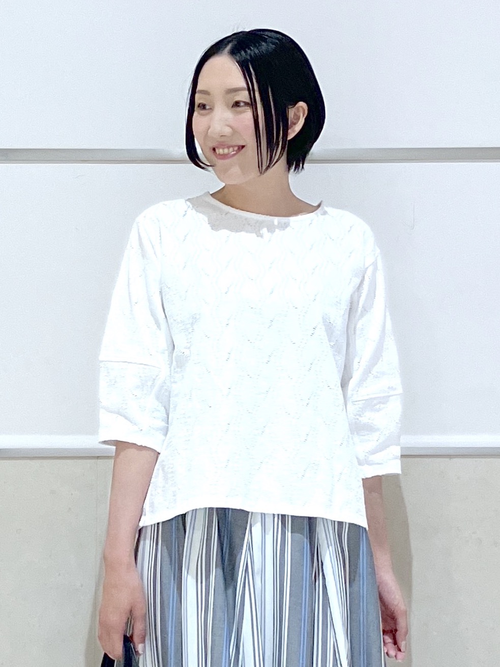 eriko さんの「Dessin｜【洗える】七分袖レースカットソー」を使ったコーディネート