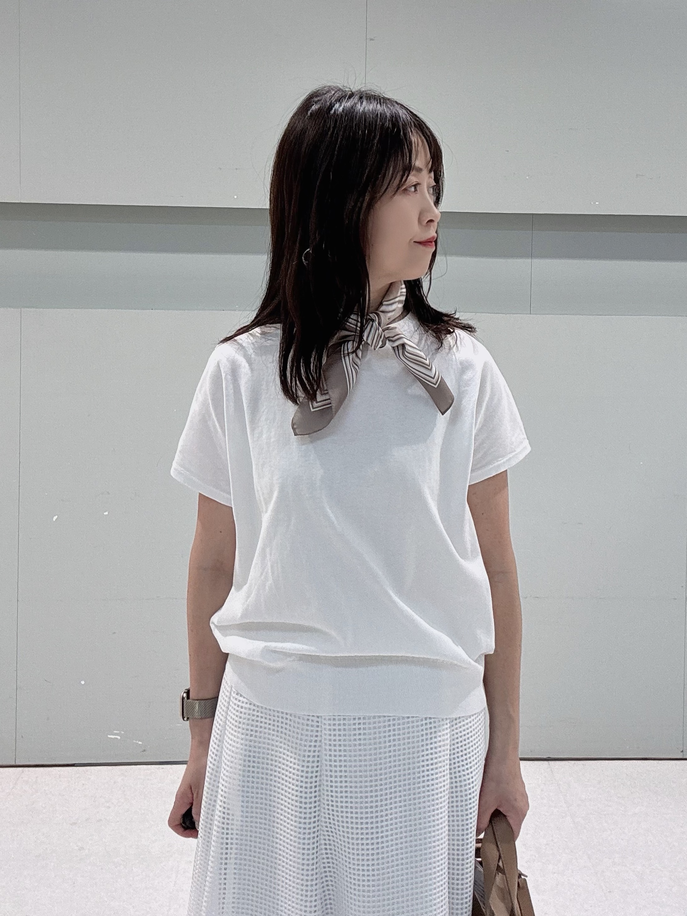 makiさんの「UNTITLED｜【9色展開/アンサンブル可/洗える】コットンベーシックニット」を使ったコーディネート